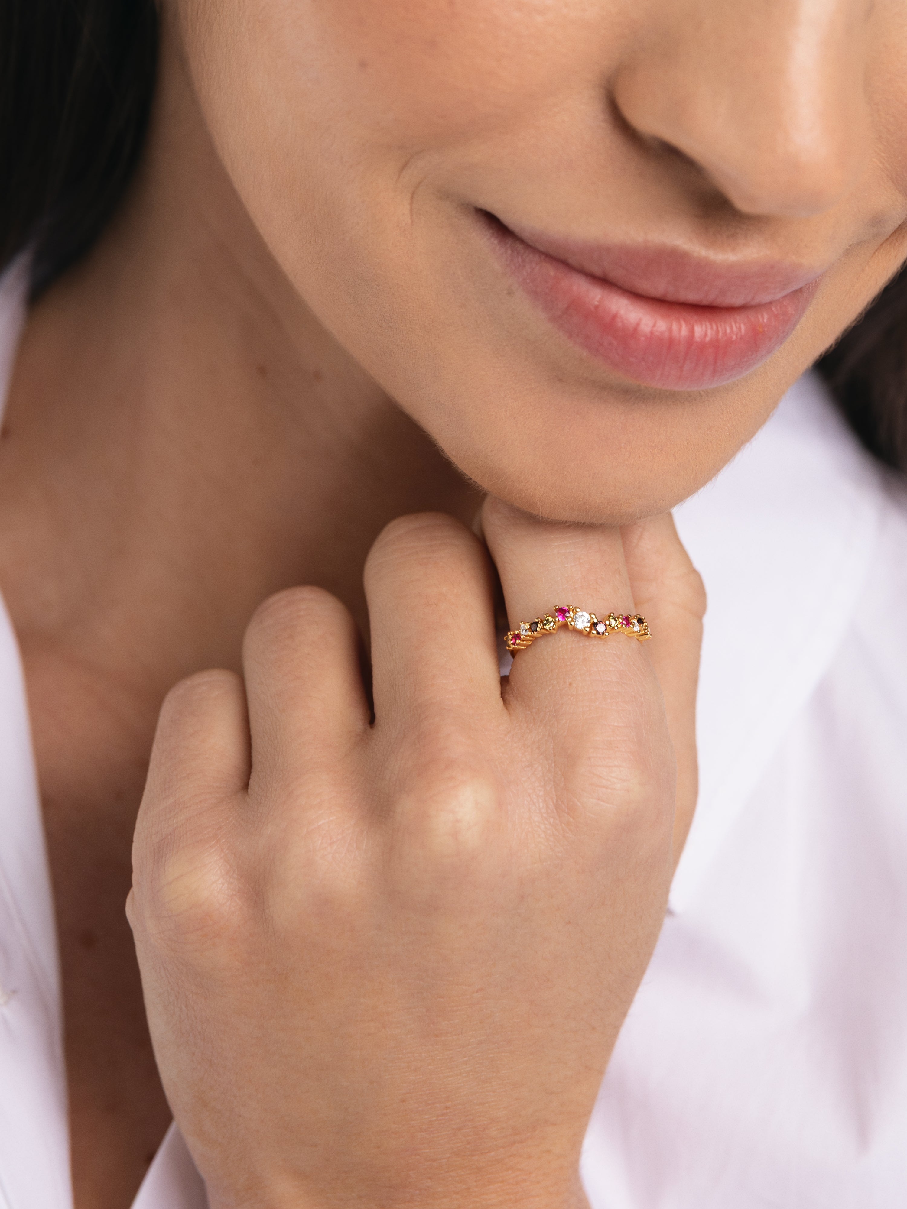 Imagen 2 de Anillo estellar colors de plata bañada en oro - Multicolor Multicolor