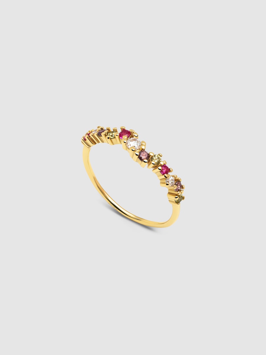 Anillo Estellar Colors de plata bañada en oro Dorado-3