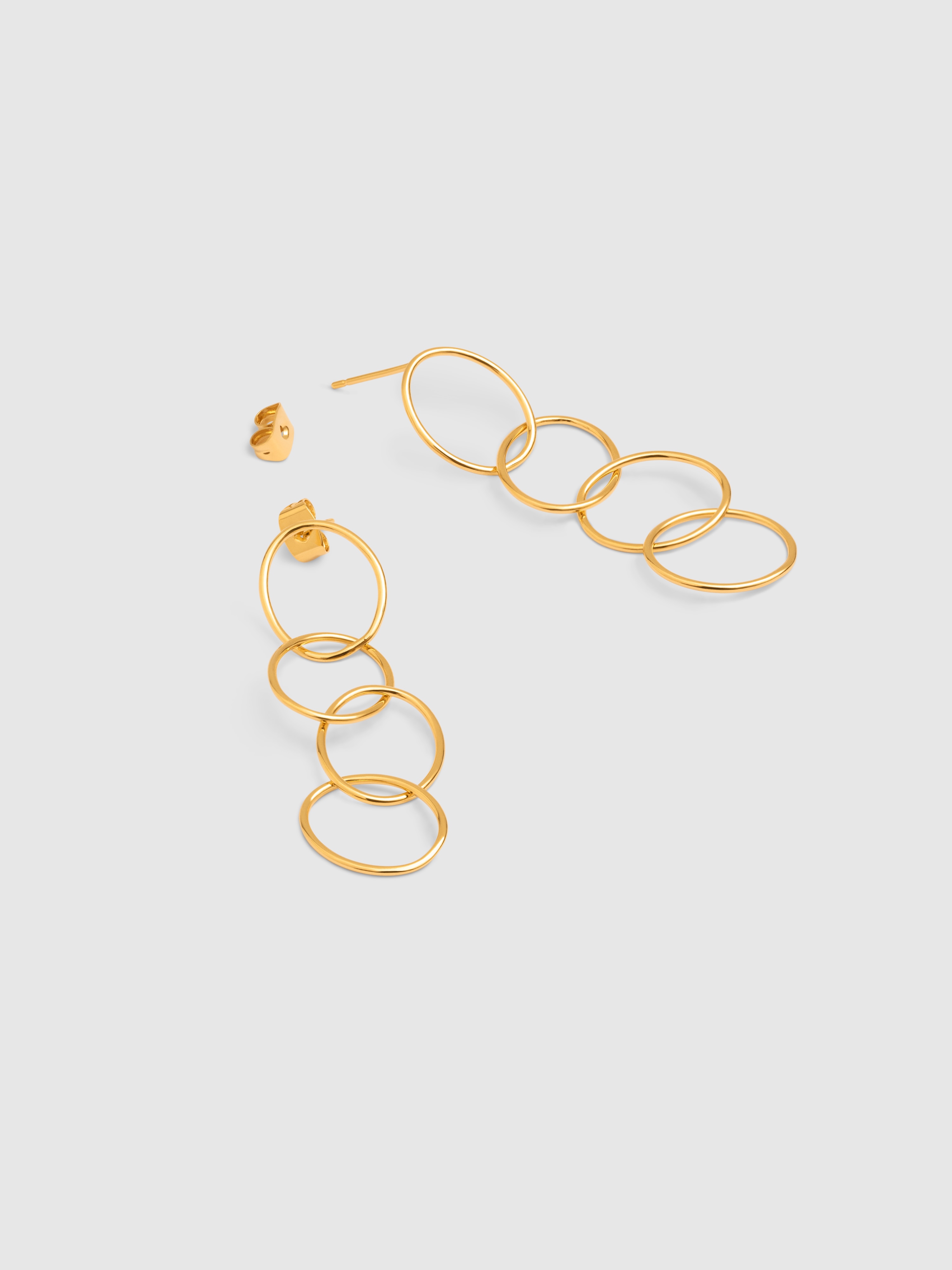 Pendientes circles & circles de aleación de metales bañados en oro - Singularu - Dorado Dorado-4