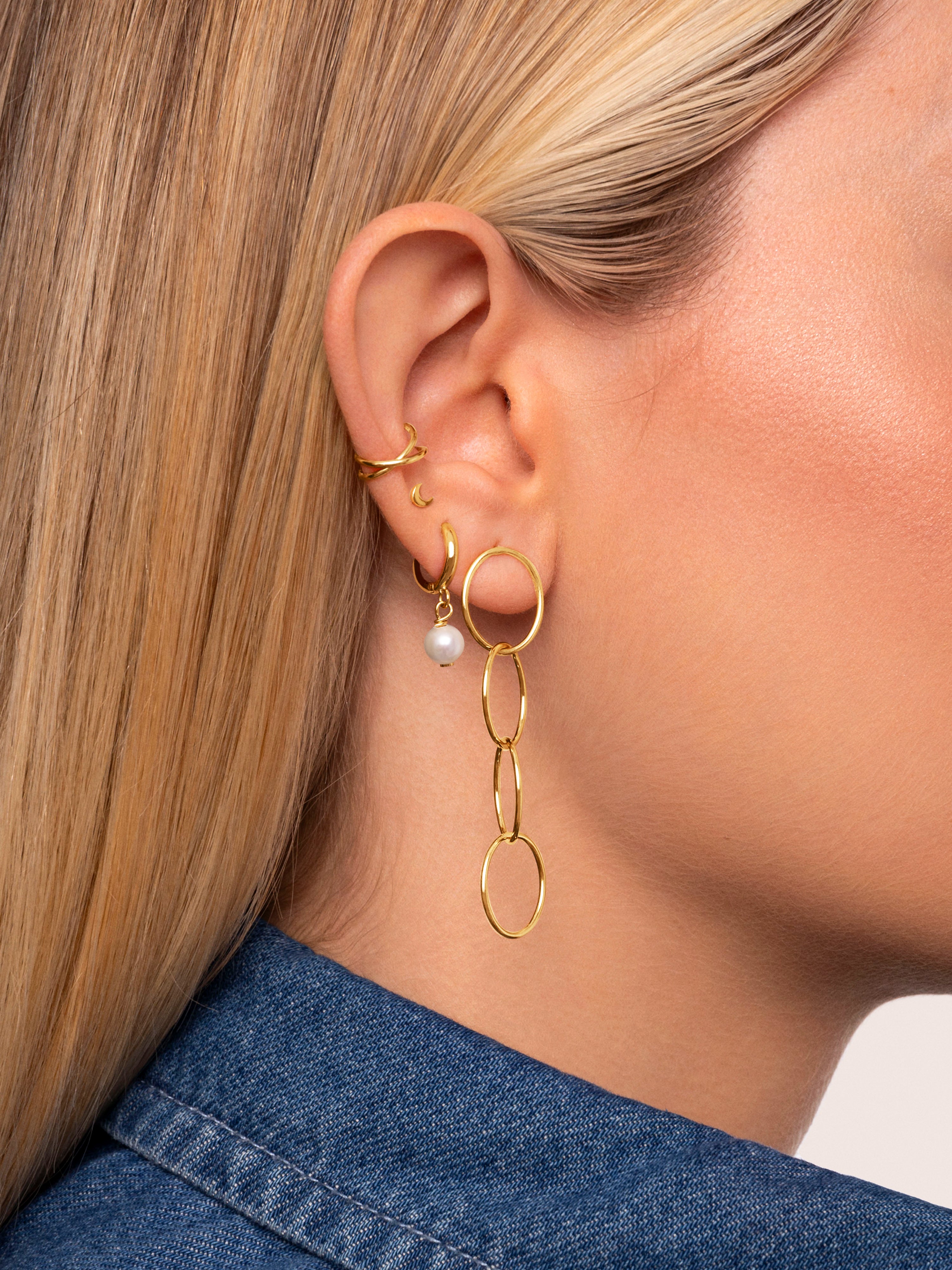 Pendientes circles & circles de aleación de metales bañados en oro - Singularu - Dorado Dorado-5