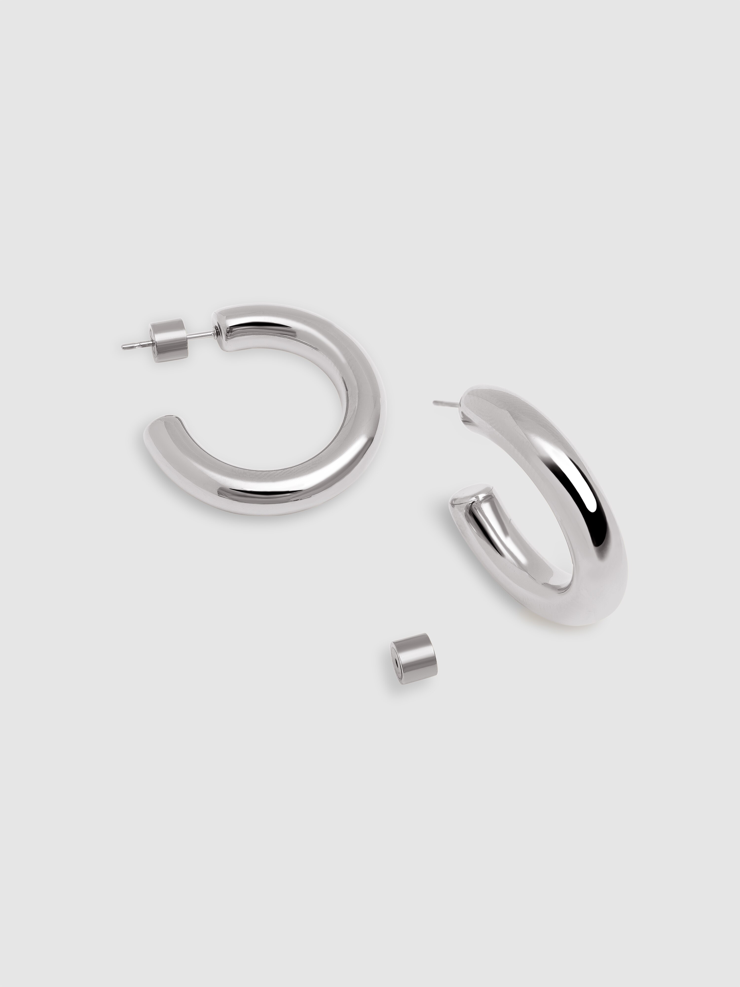 Pendientes aro mombasa de acero - Singularu - Plateado Plateado-3