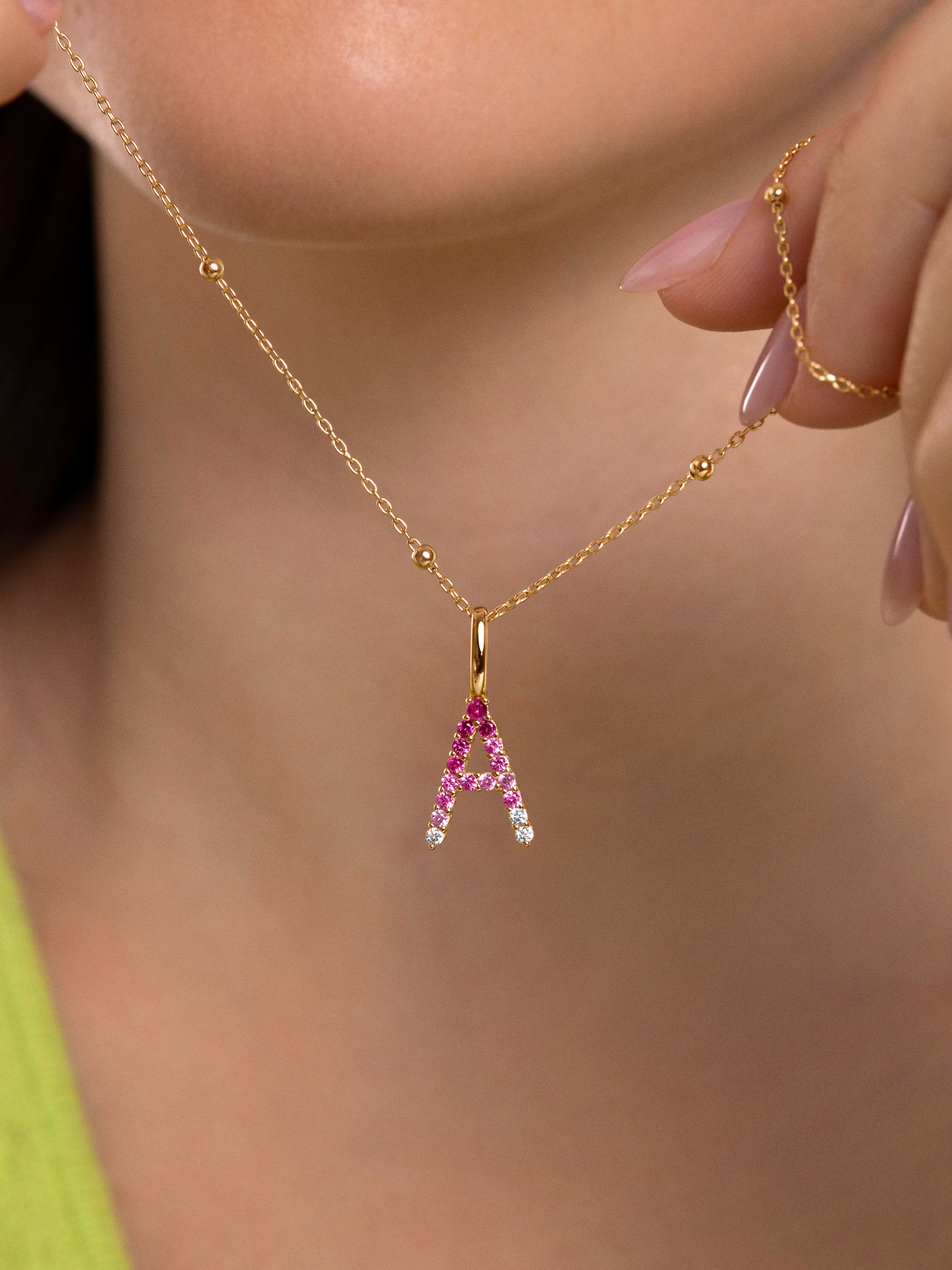 Charm letter spark sakura de plata bañado en oro a Rosa Singularu Rosa-3