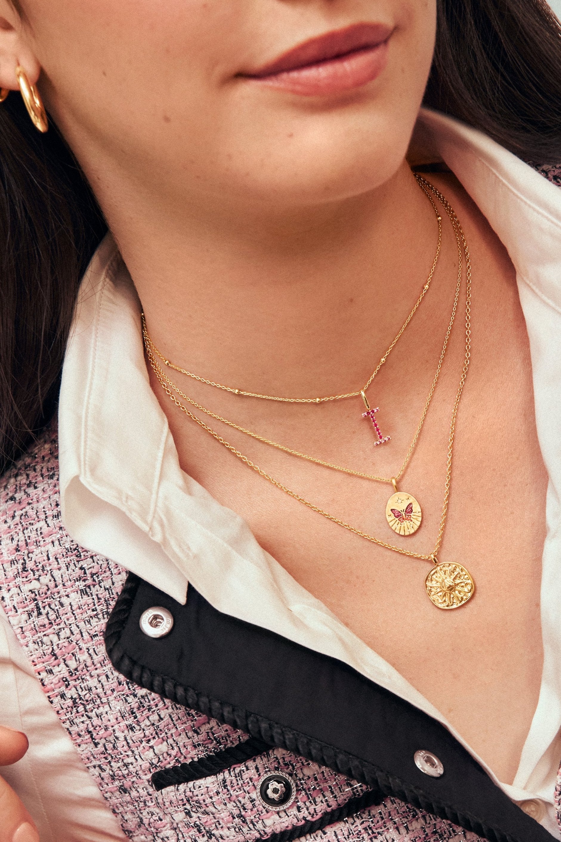 Charm letter spark sakura de plata bañado en oro a Rosa Singularu Rosa-5