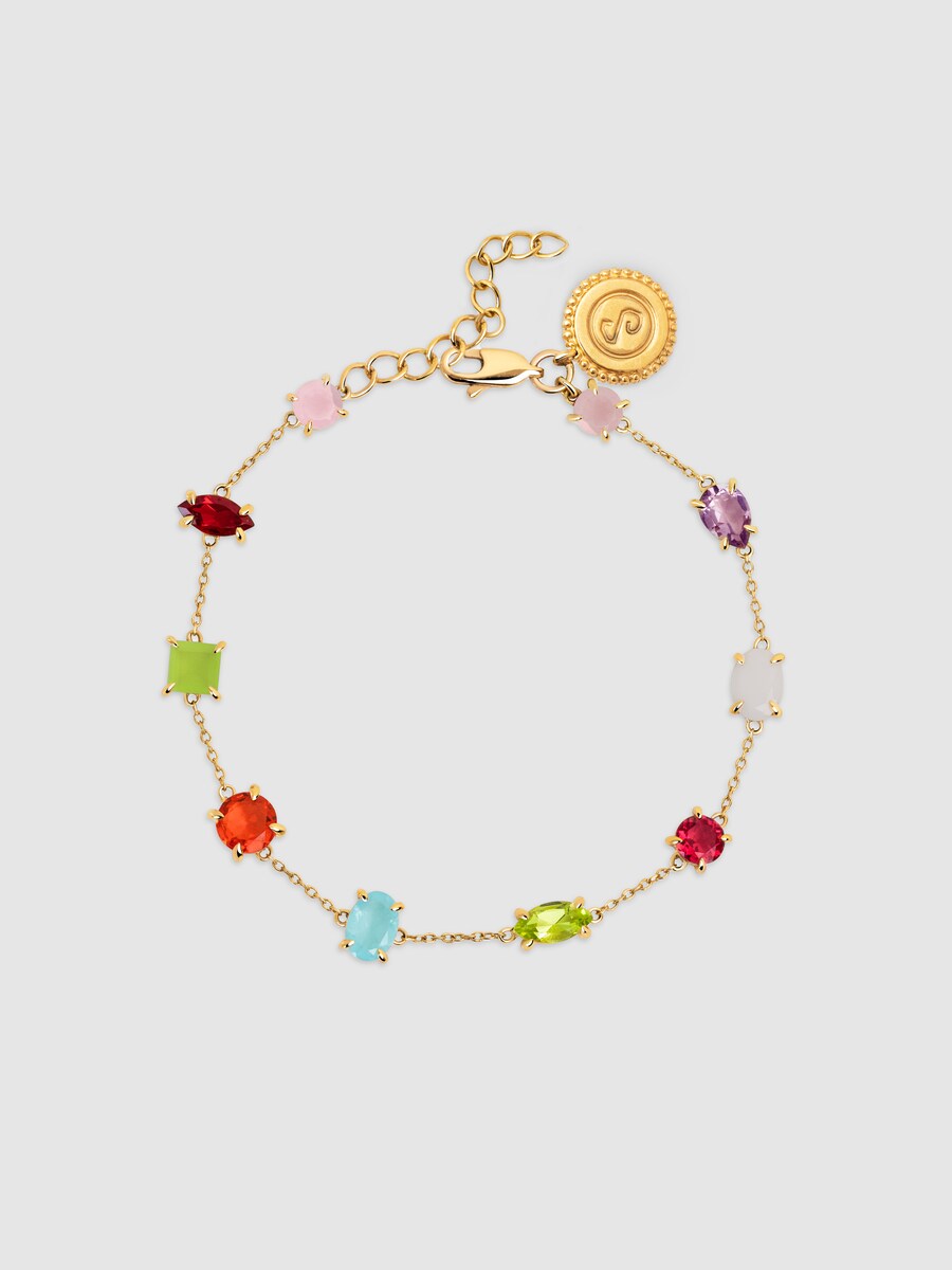 Pulsera Drop Orquidea de aleación de metales bañada en oro Multicolor-1