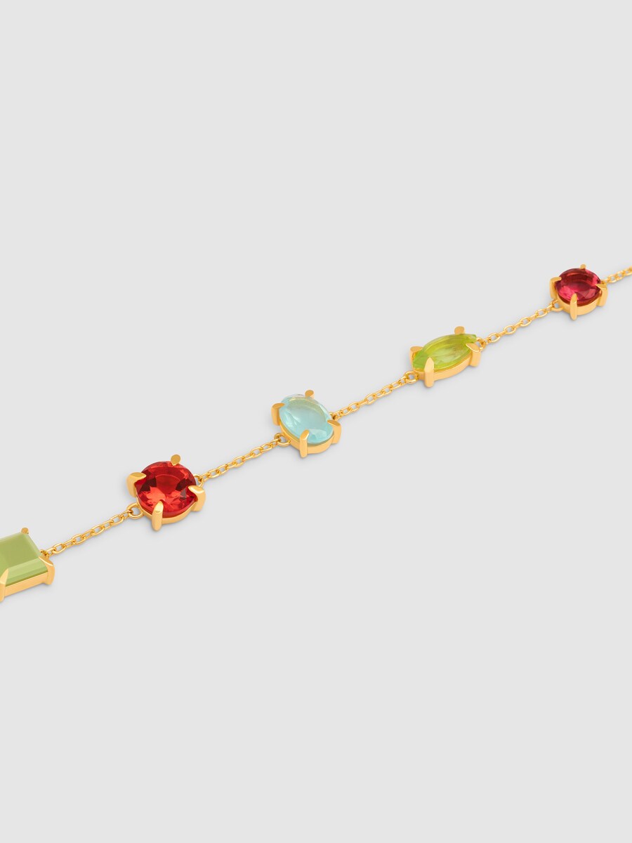 Pulsera Drop Orquidea de aleación de metales bañada en oro Multicolor-3