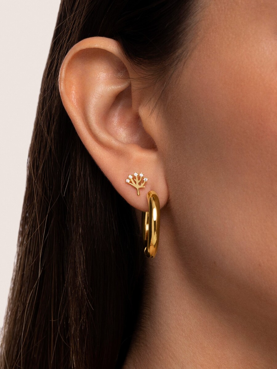 Pendientes Tree of Life de plata bañados en oro Dorado-2