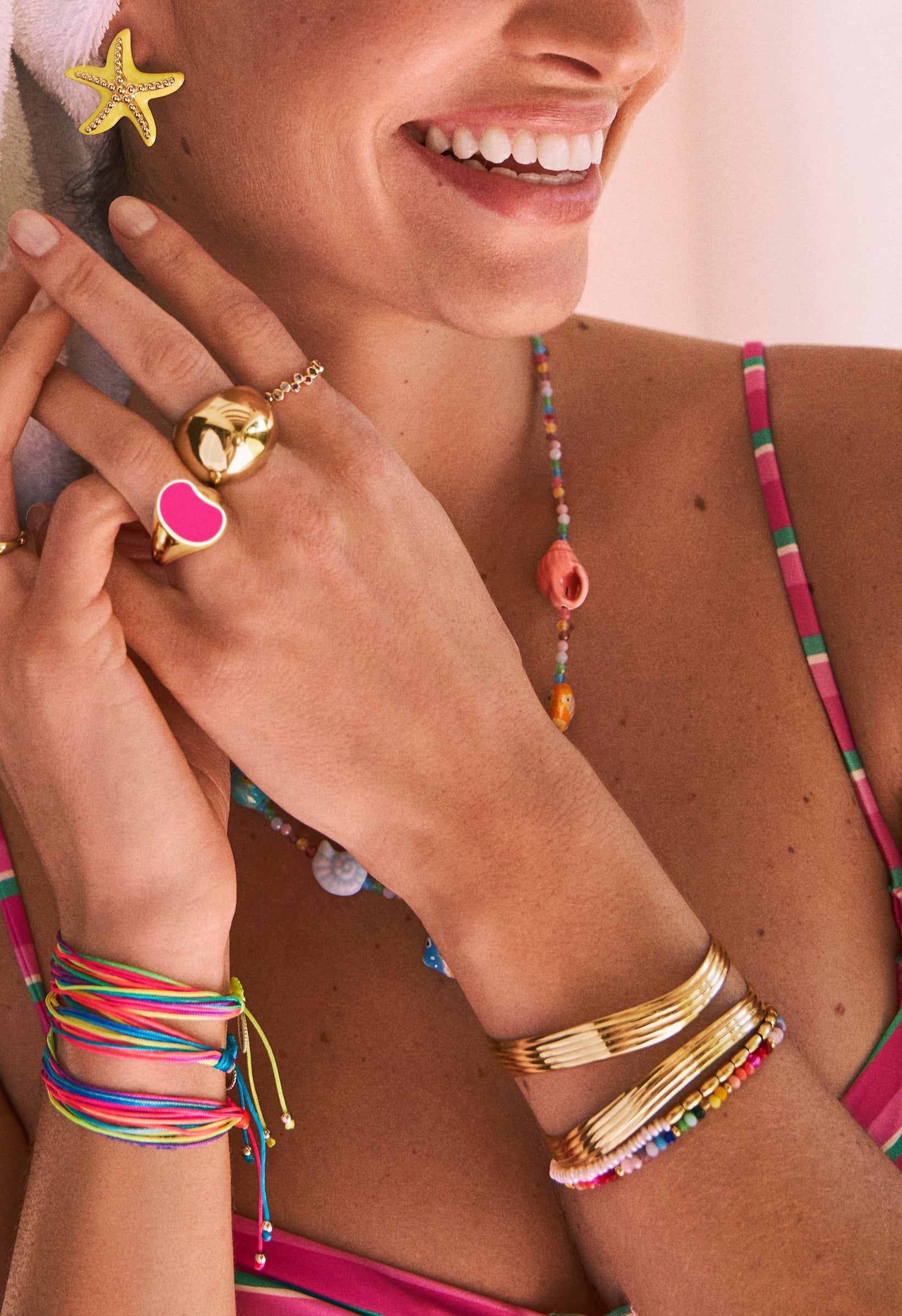 Pulsera organic sea de acero bañada en oro - Singularu - Dorado Dorado-6