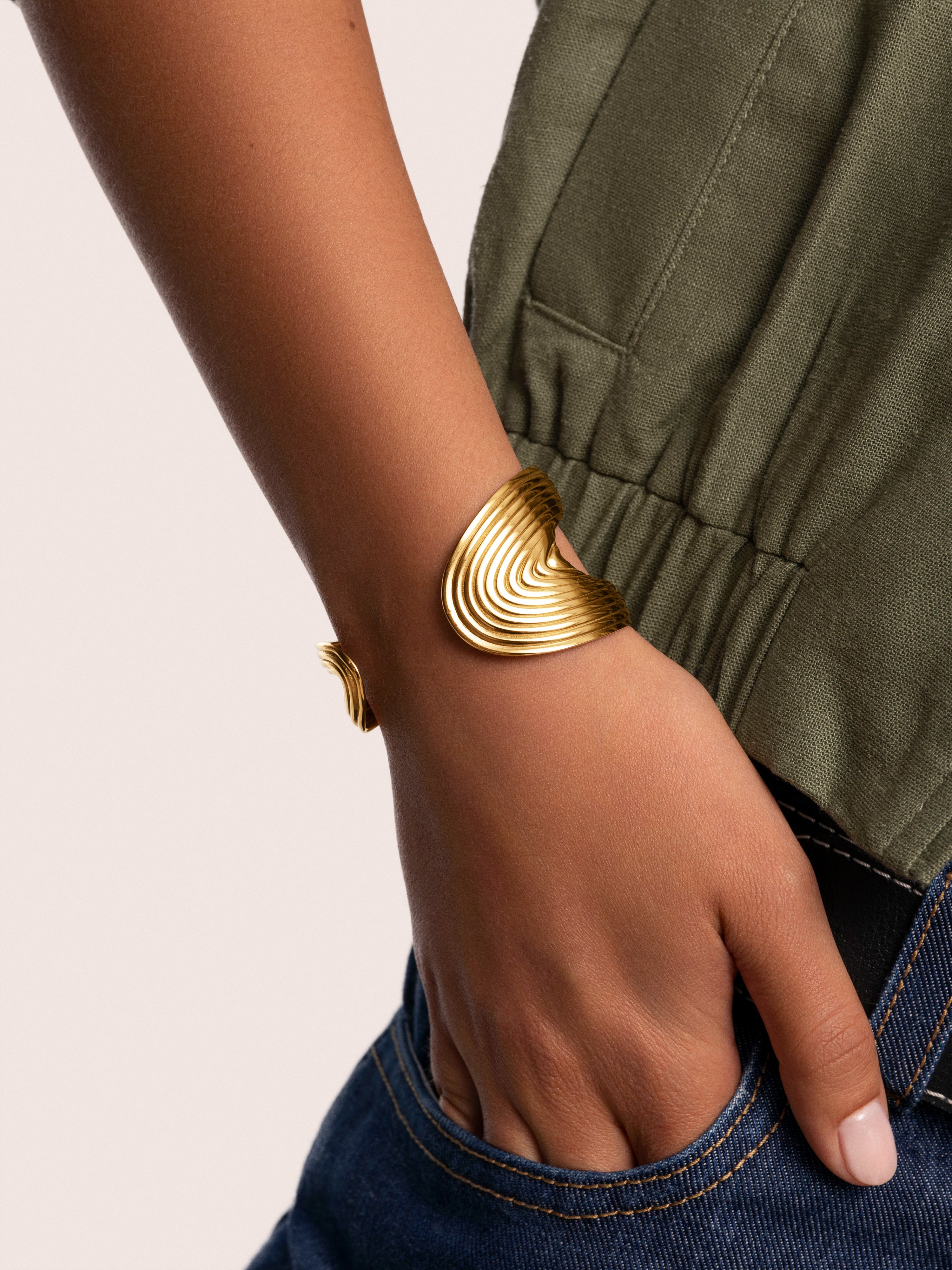 Pulsera organic sea de acero bañada en oro - Singularu - Dorado Dorado-7