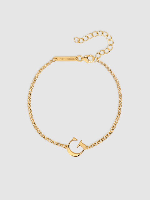 Imagen 0 de Pulsera Single Letter  de plata bañada en oro Letra G