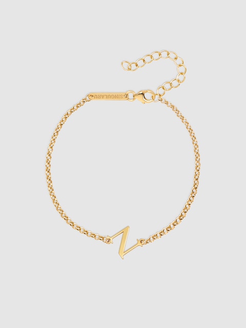 Imagen 0 de Pulsera Single Letter  de plata bañada en oro Letra N