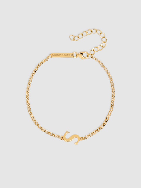 Imagen 0 de Pulsera Single Letter  de plata bañada en oro Letra S
