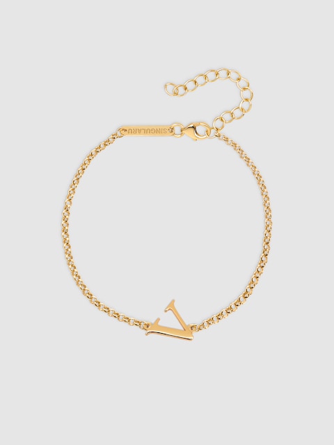 Imagen 0 de Pulsera Single Letter  de plata bañada en oro Letra V