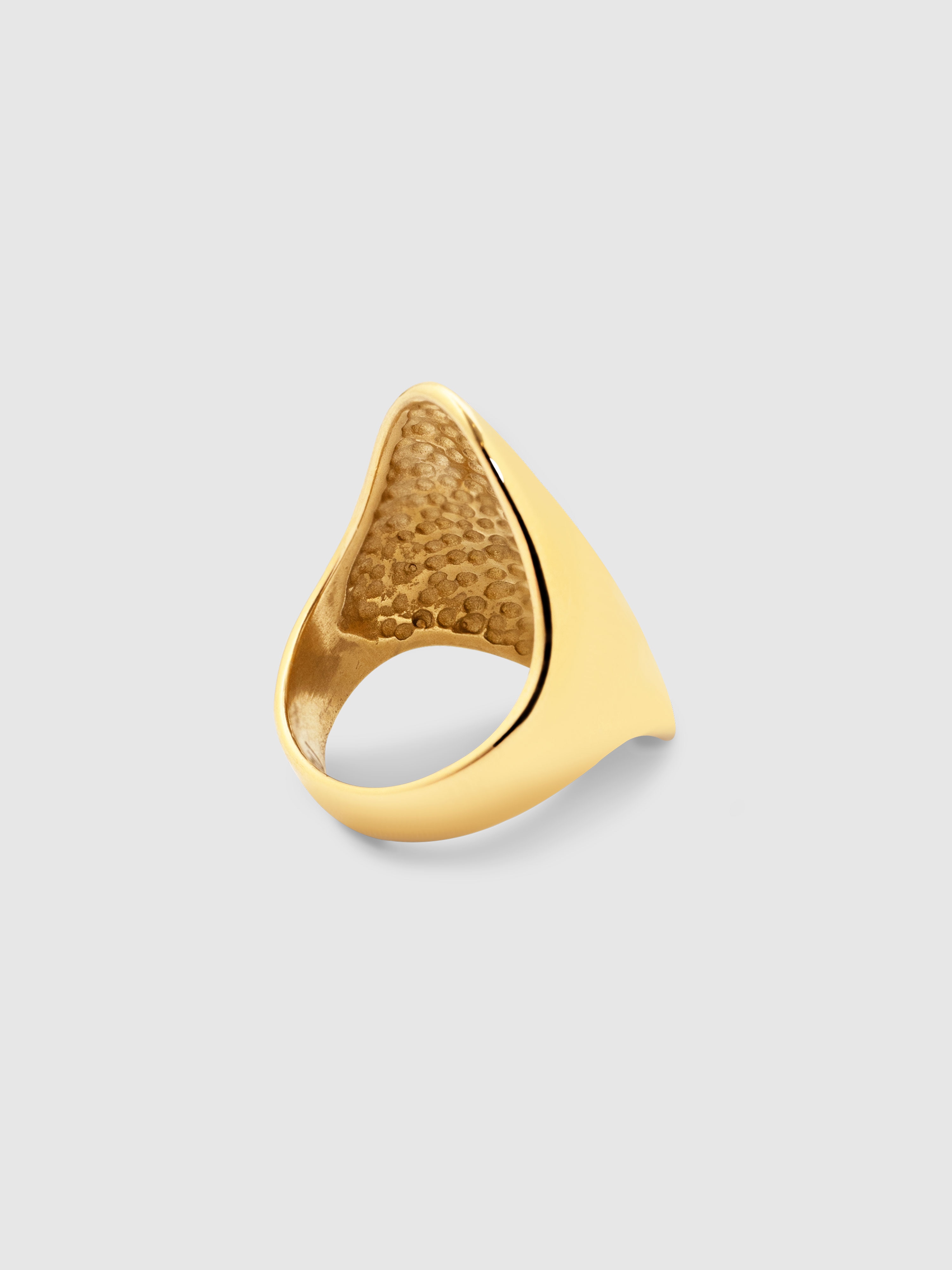 Anillo tipo sello hippie de acero bañado en oro - Singularu - Dorado Dorado-4