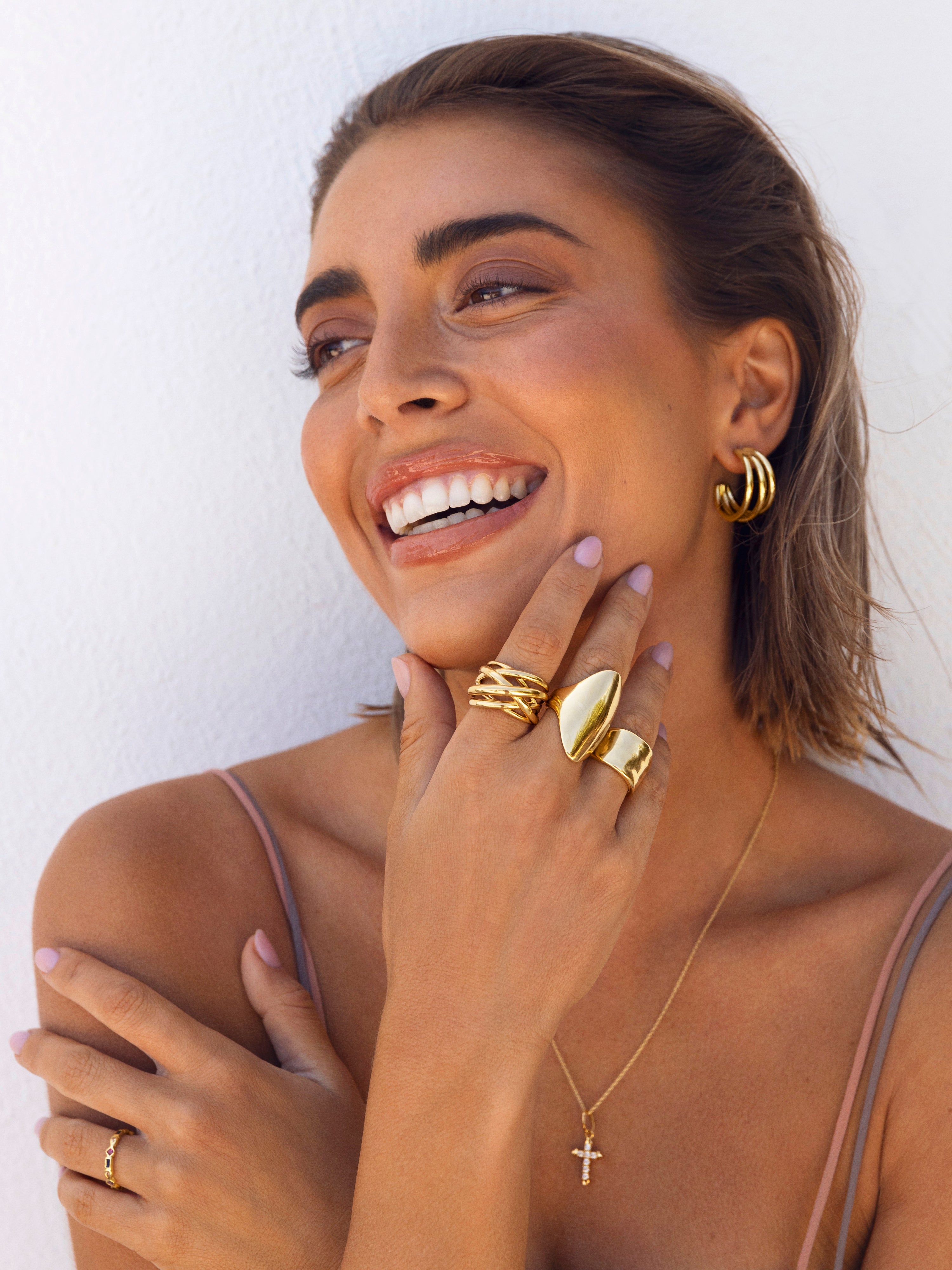 Anillo tipo sello hippie de acero bañado en oro - Singularu - Dorado Dorado-7