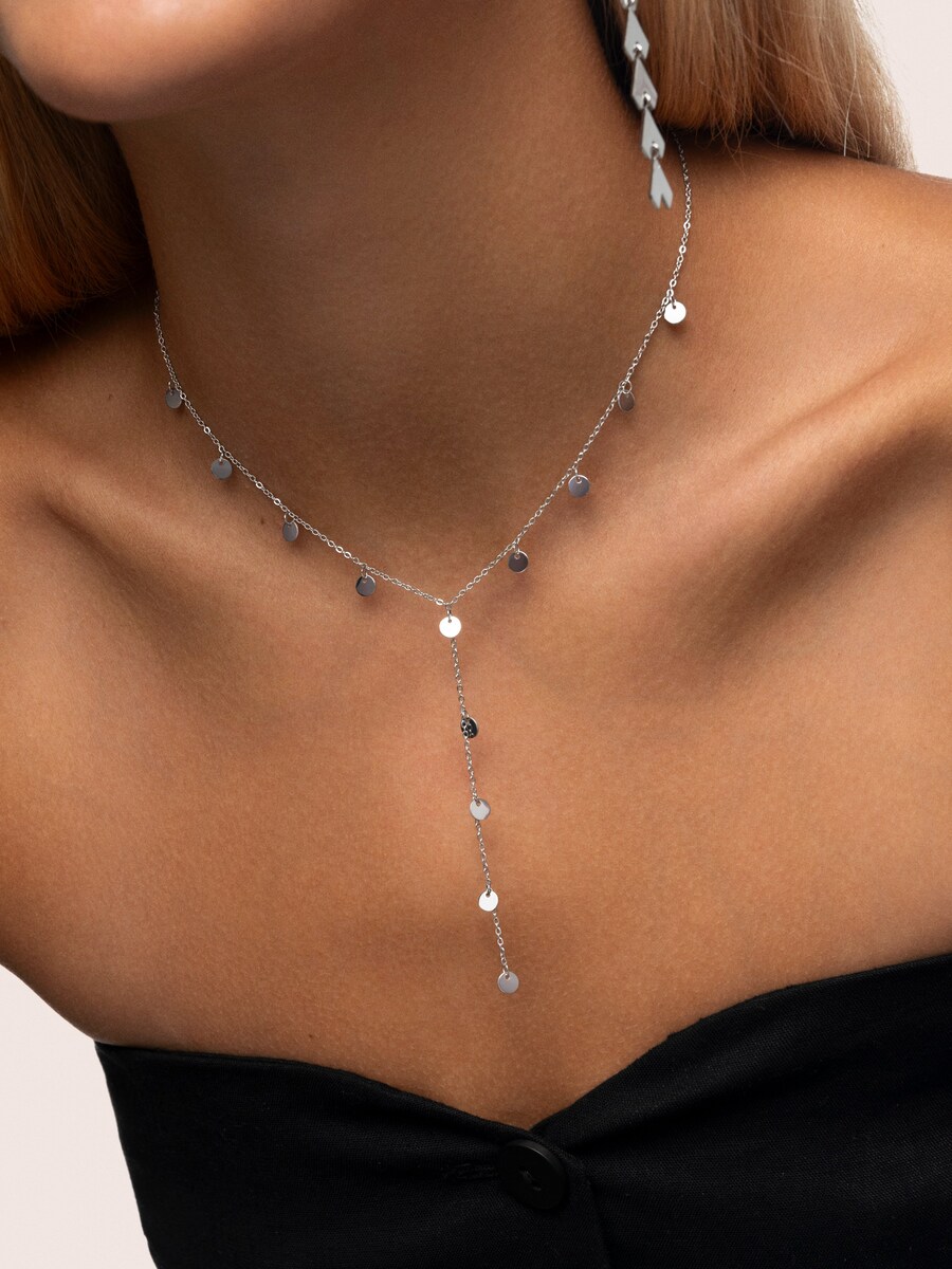 Singularu Collana Y Mini Moon In Acciaio Placcato Oro 18kt - Pendente A Mezzaluna Lungo 8 Cm, Catena 40+5 Cm, Gioiello Donna, Regalo Con Astuccio