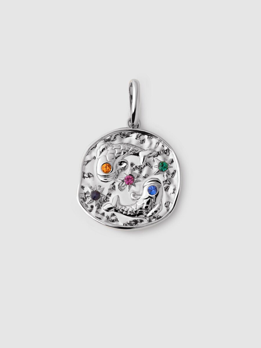 Charm Organic Colors Zodiaco Piscis de aleación de metales bañado en rodio Multicolor-1