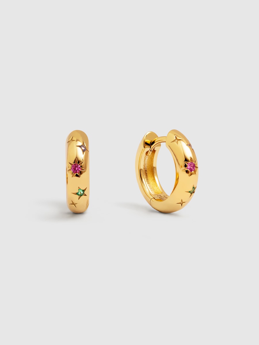 Pendientes Spark Color de aleación de metales bañados en oro Multicolor-1