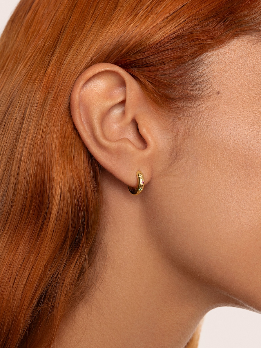 Pendientes Spark Color de aleación de metales bañados en oro Multicolor-2