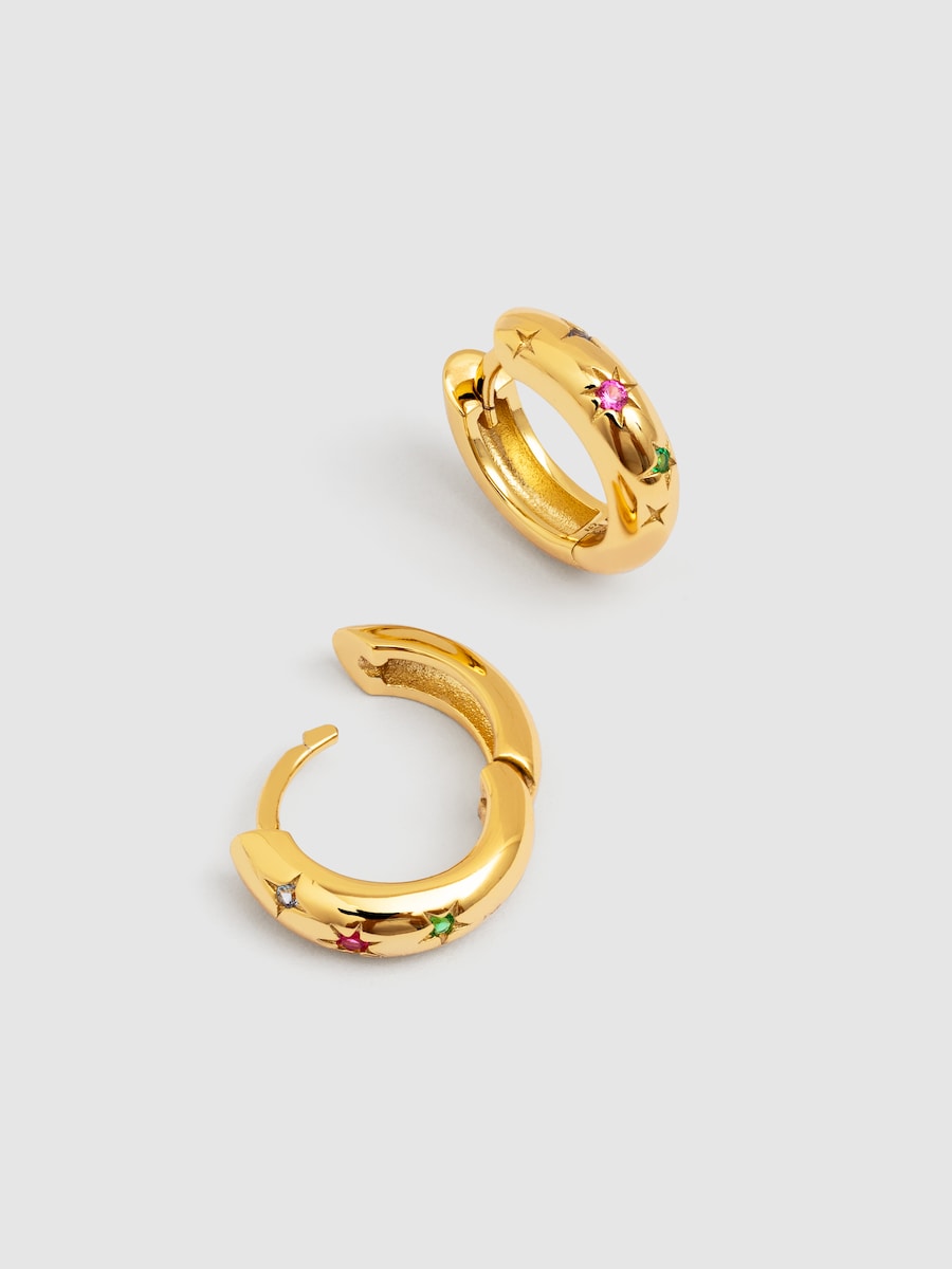 Pendientes Spark Color de aleación de metales bañados en oro Multicolor-3