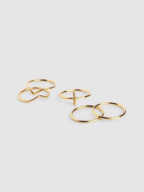 Imagen 0 de Pack 5 Anillos Nefertiti de acero bañado en oro