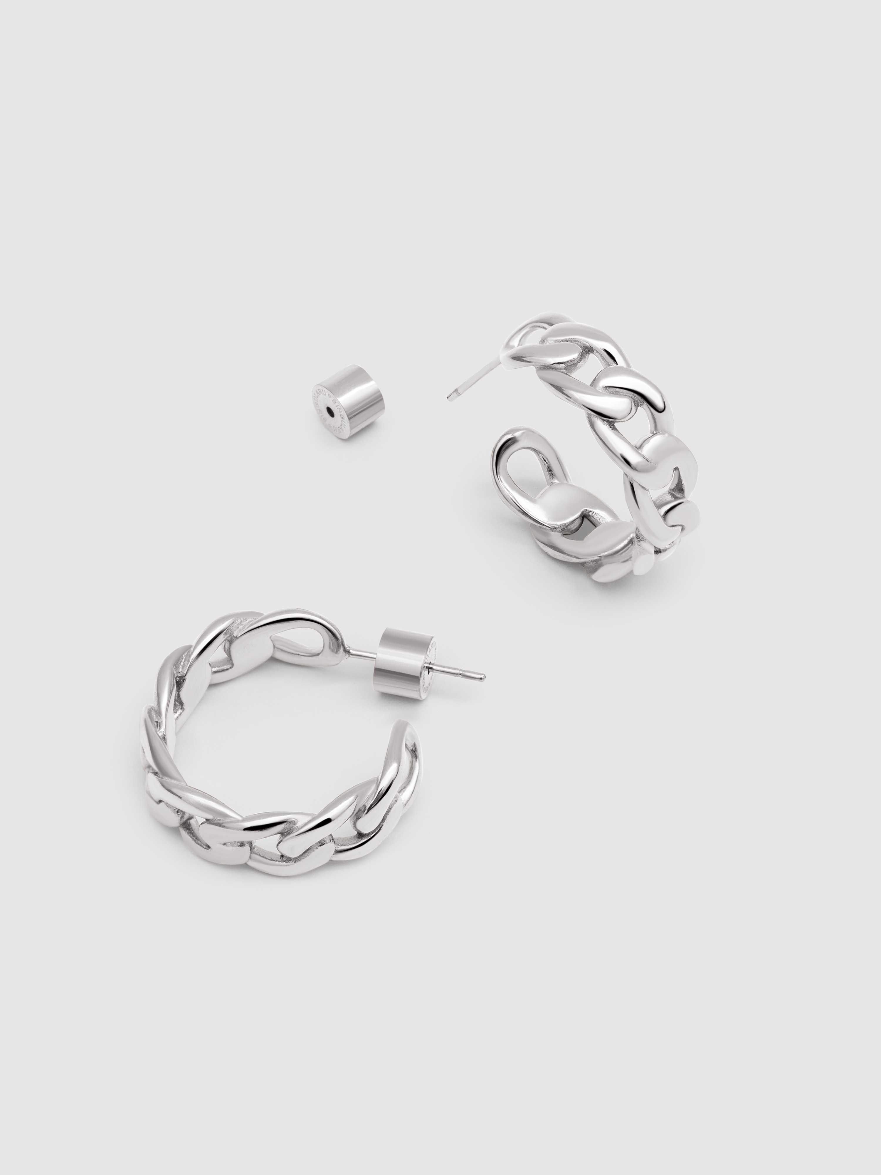 Imagen 3 de Pendientes chunky eslabón de acero - Plateado Plateado
