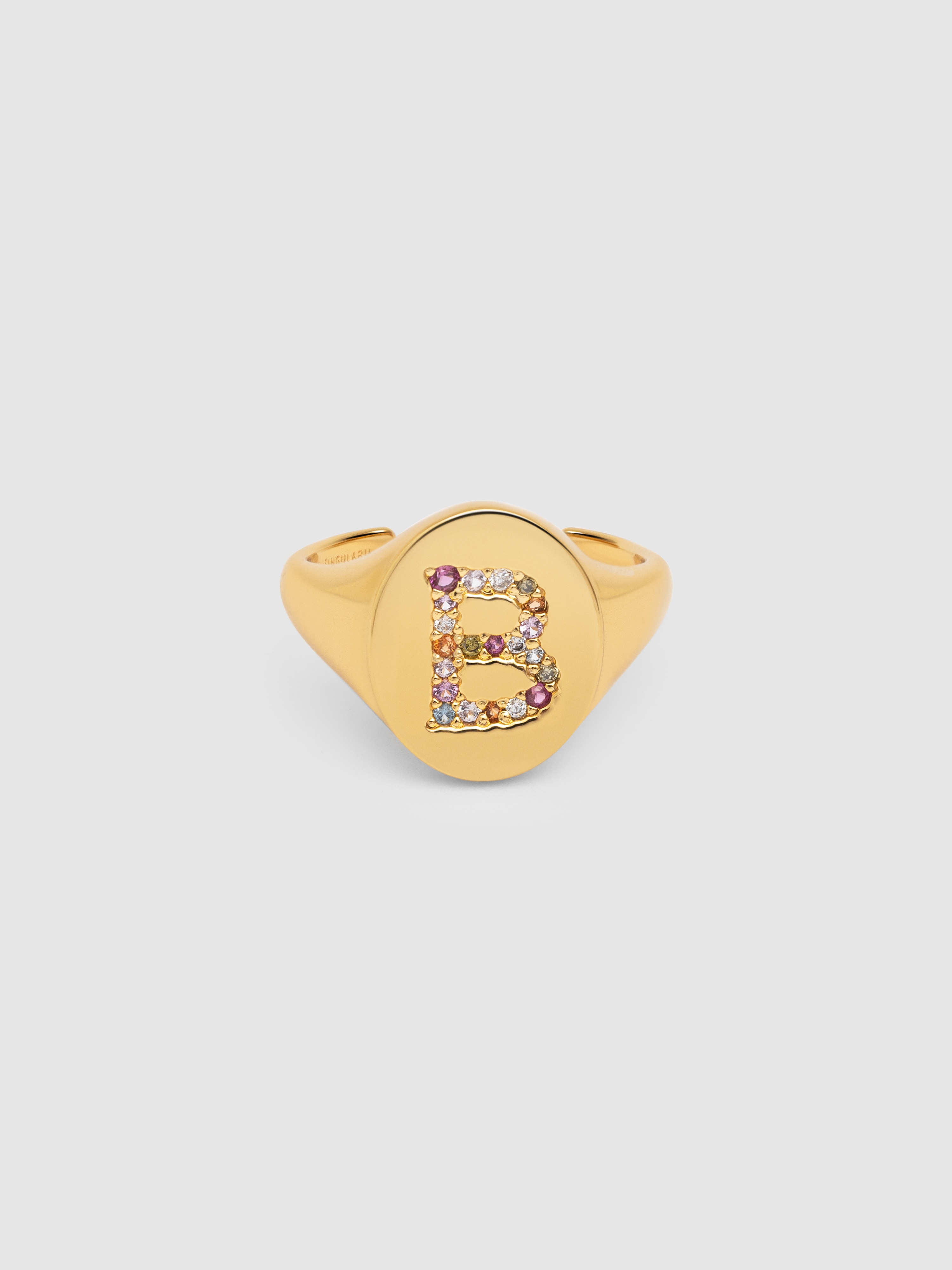 Anillo personalizado signet letter colors de aleación de metales bañado en oro letra b - Singularu - Multicolor Multicolor-1