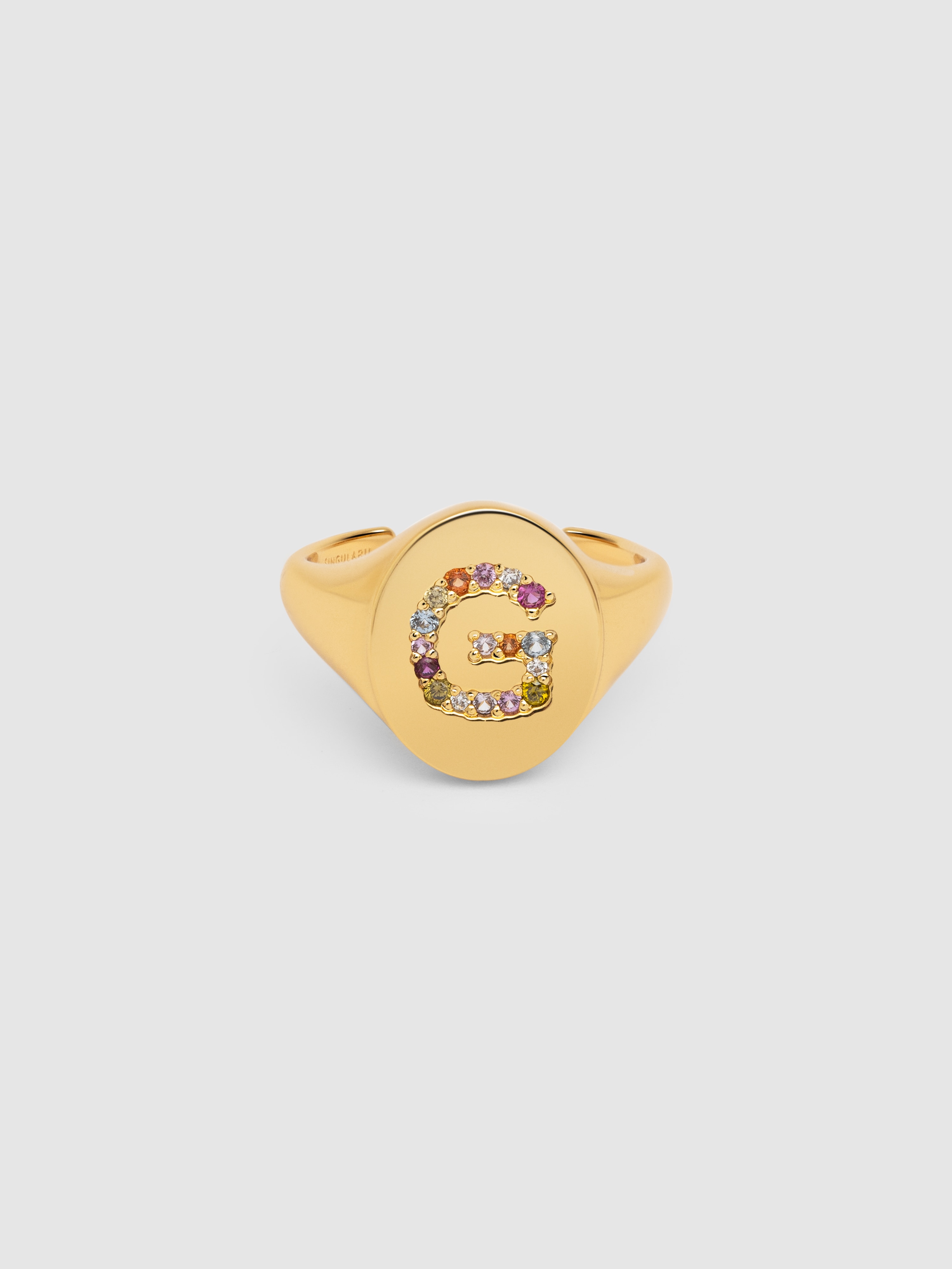 Anillo personalizado signet letter colors de aleación de metales bañado en oro letra g - Singularu - Multicolor Multicolor-1