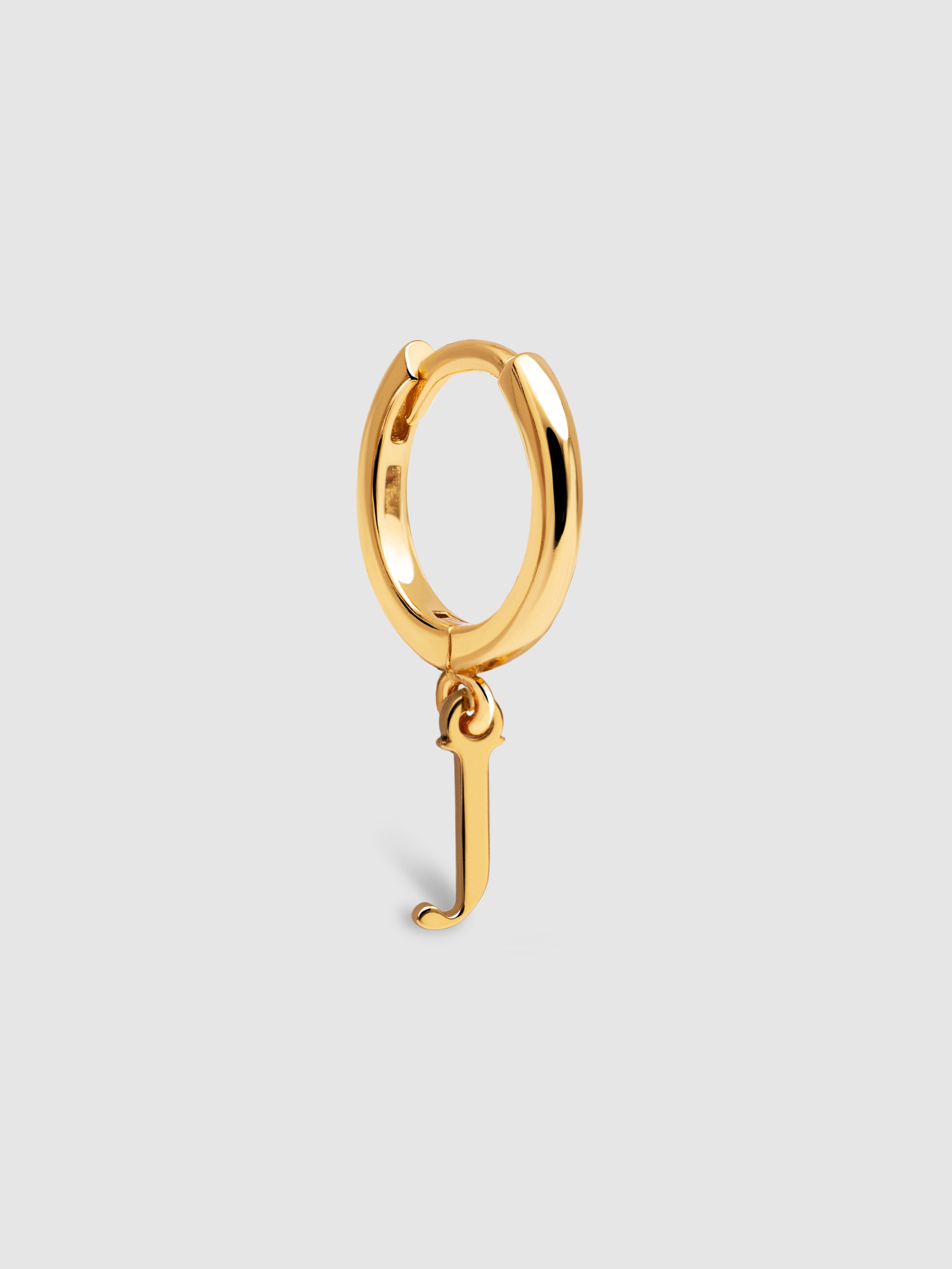 Imagen 1 de Pendiente individual aro letter de plata bañado en oro letra j - Dorado Dorado