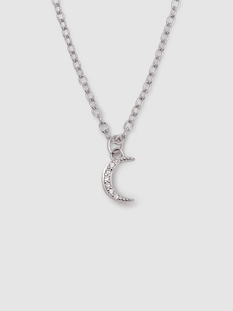 Imagen 0 de Collar Over the Moon de plata bañado en rodio