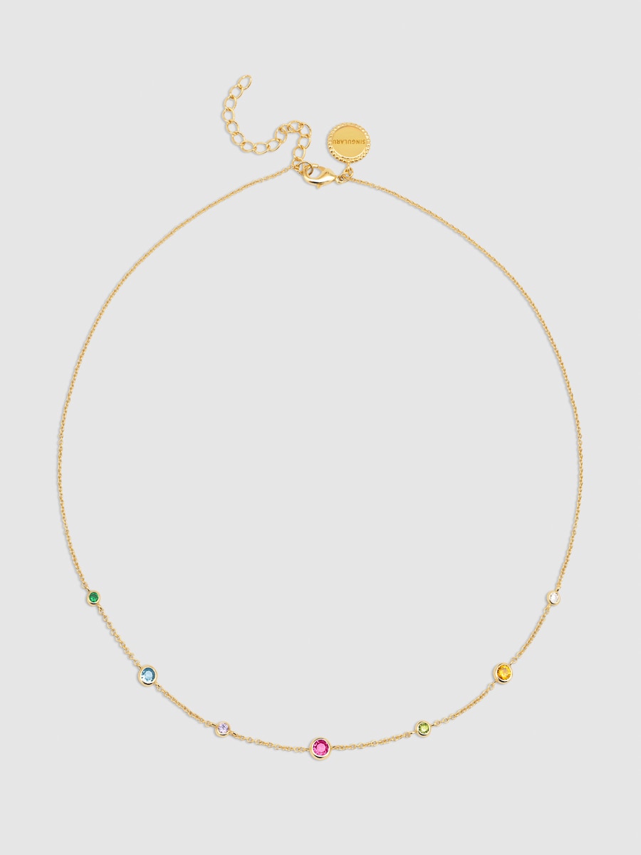 Collar Orbit Multicolor de aleación de metales bañado en oro Multicolor-4