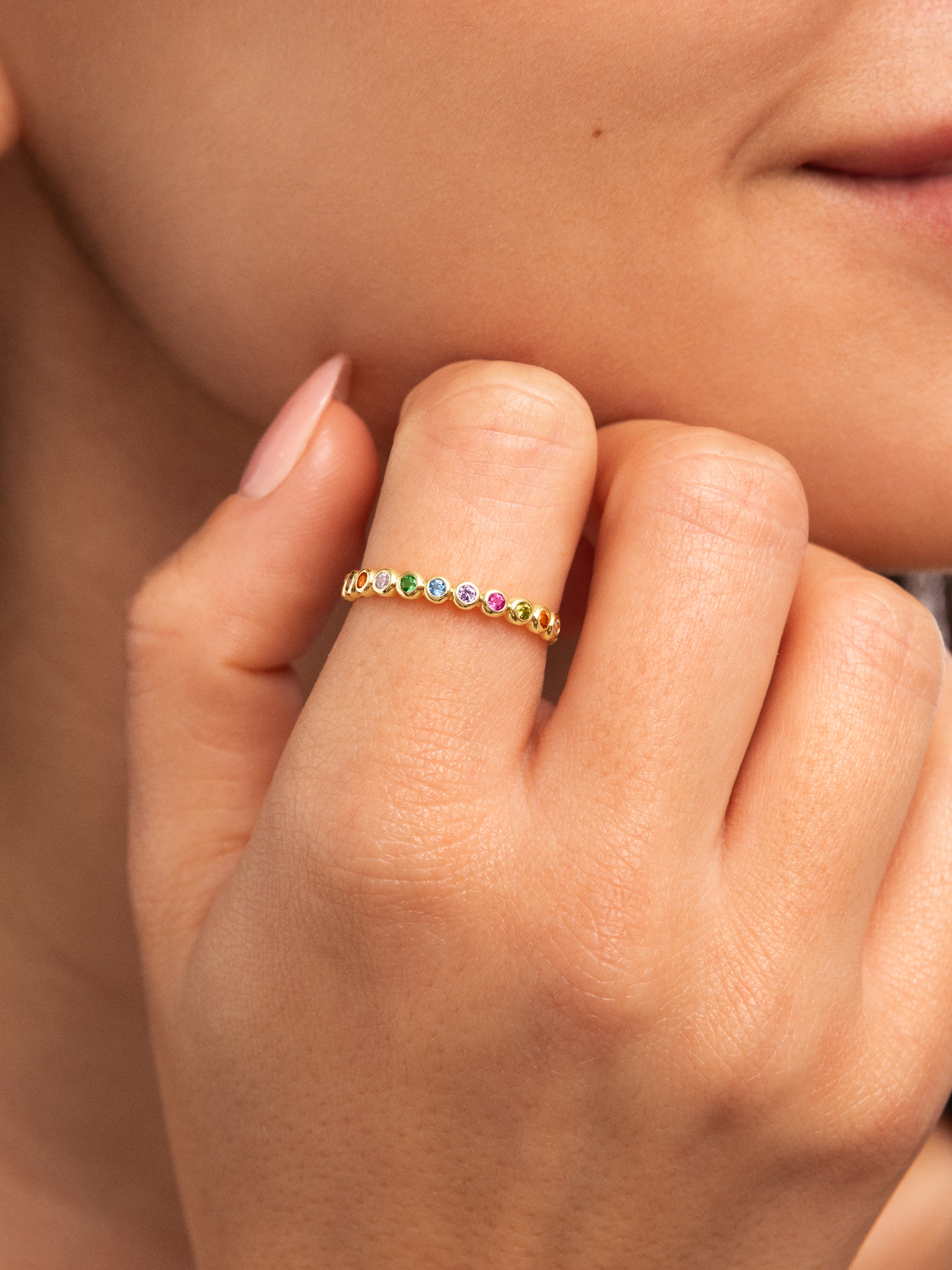 Anillo orbit de aleación de metales bañado en oro - Singularu - Multicolor Multicolor-2