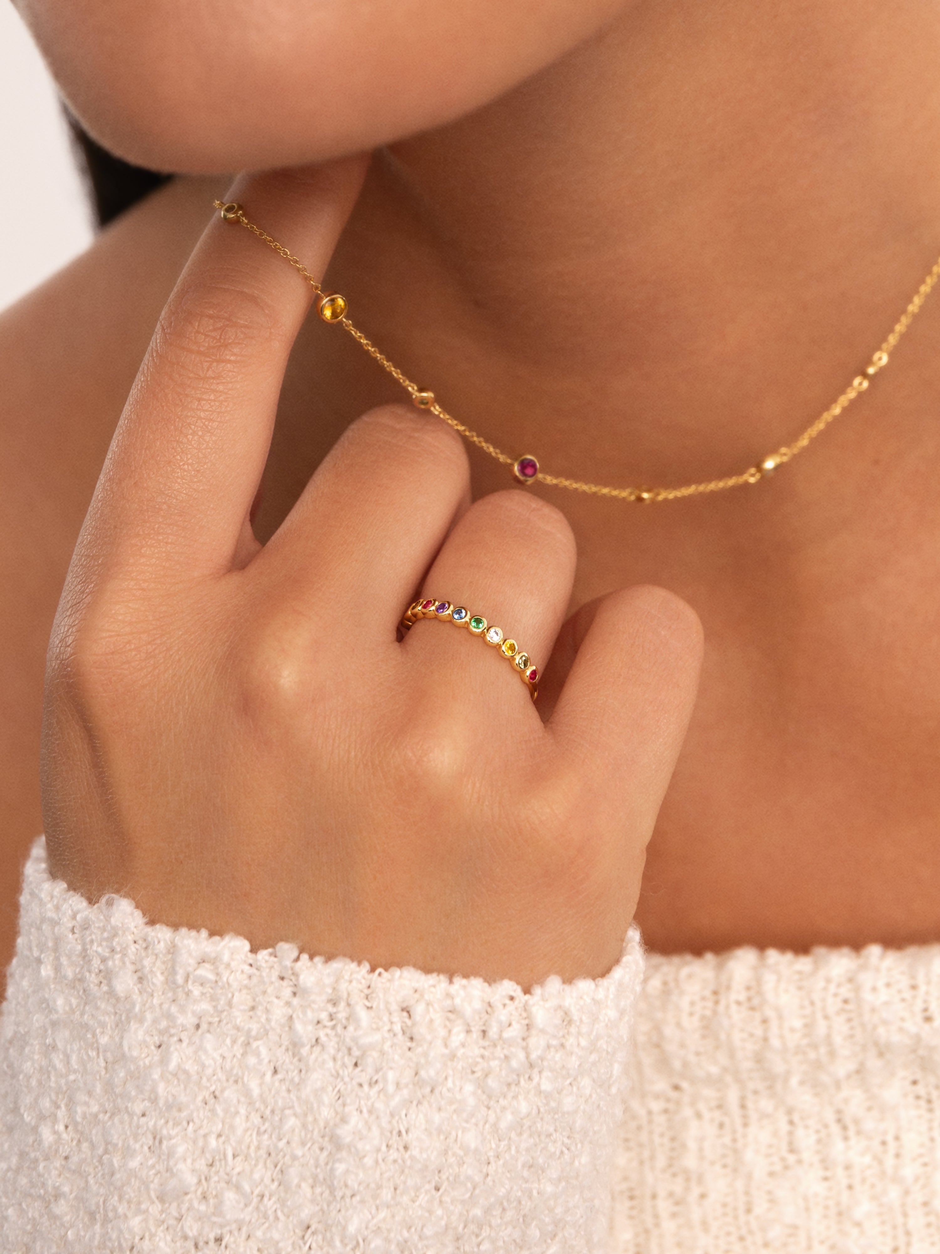 Anillo orbit de aleación de metales bañado en oro - Singularu - Multicolor Multicolor-4