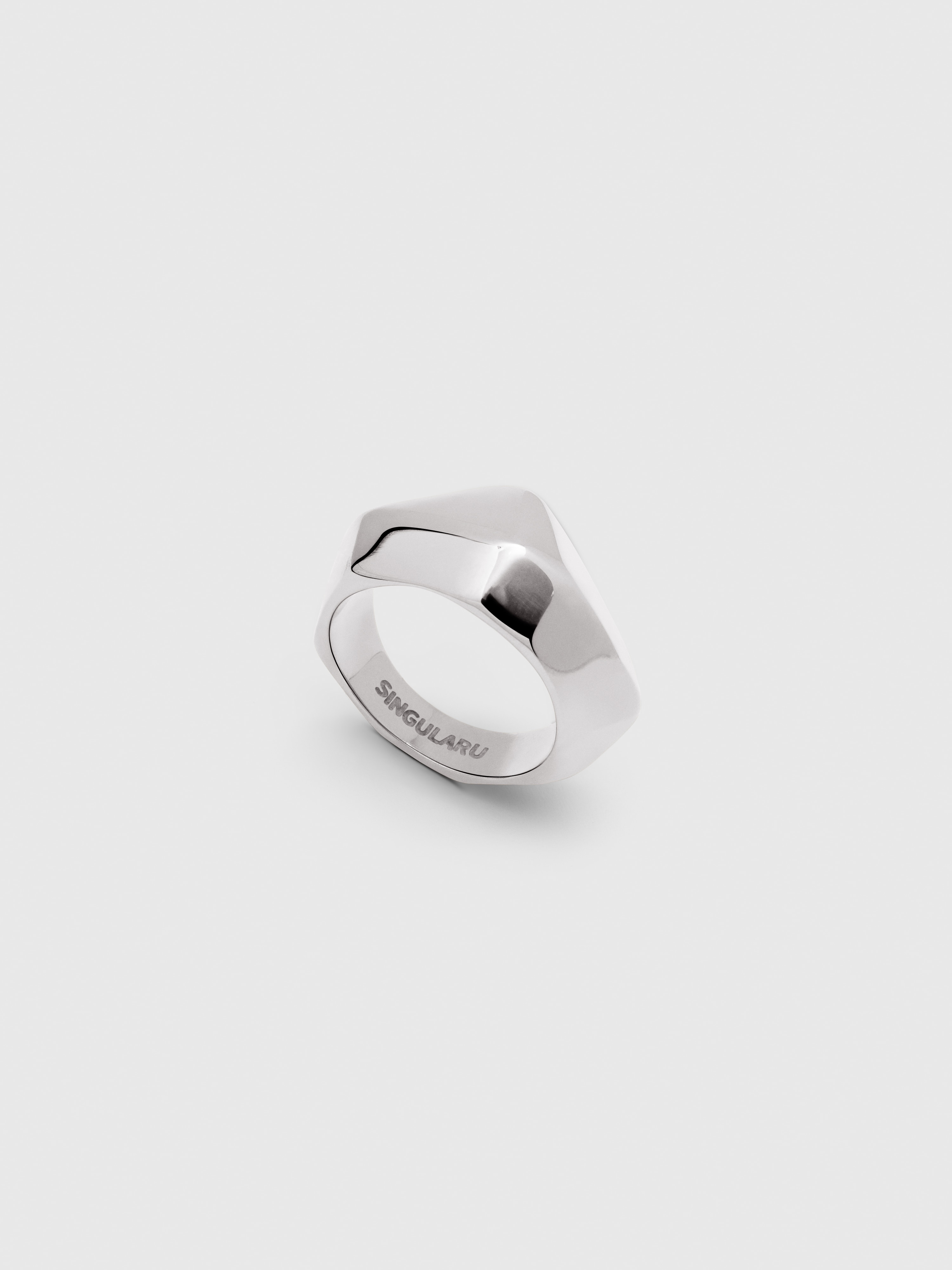Anillo tipo sello tempo de acero - Singularu - Plateado Plateado-3