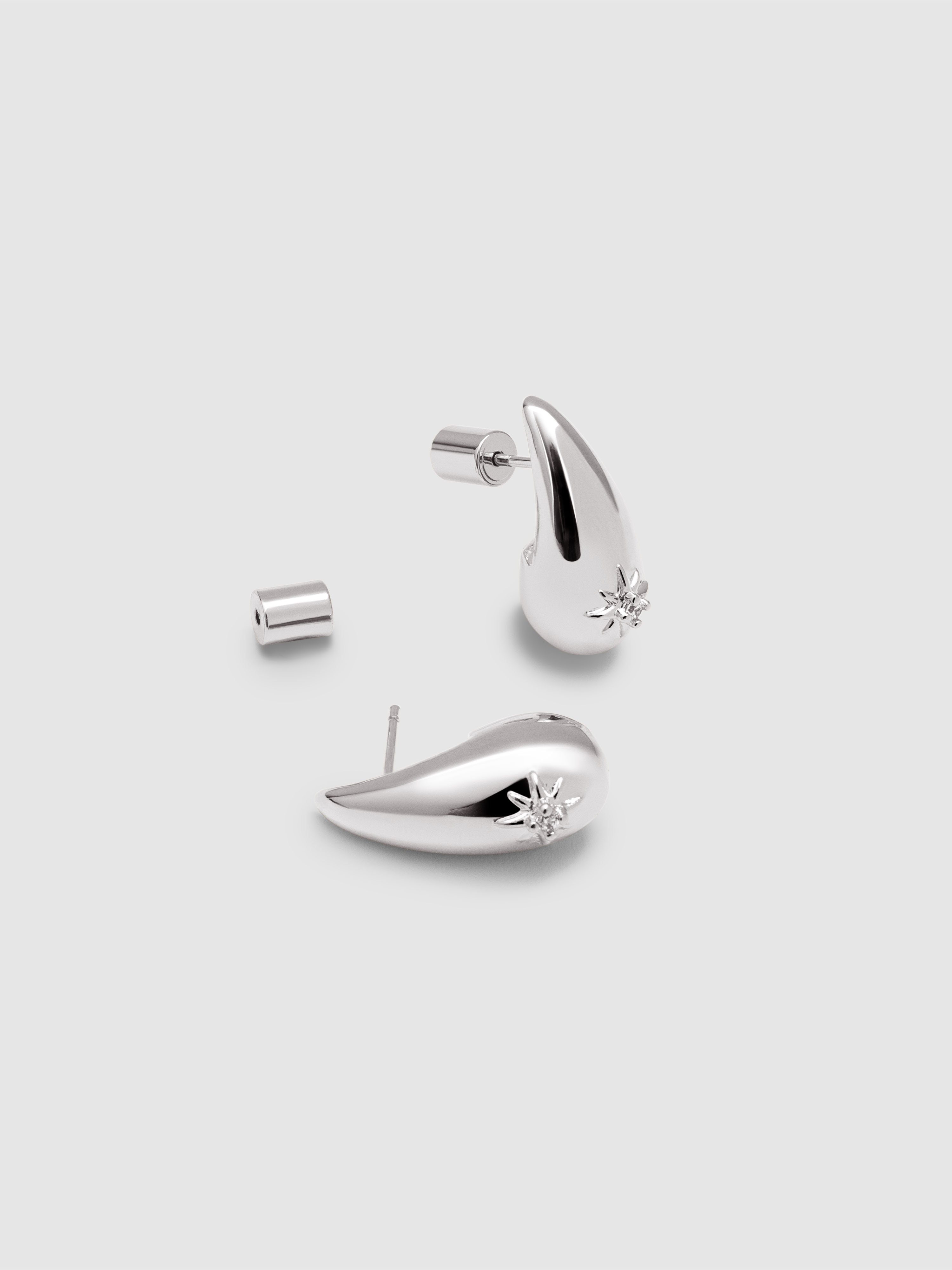 Pendientes gota sparks de aleación de metales bañado en rodio - Singularu - Plateado Plateado-3