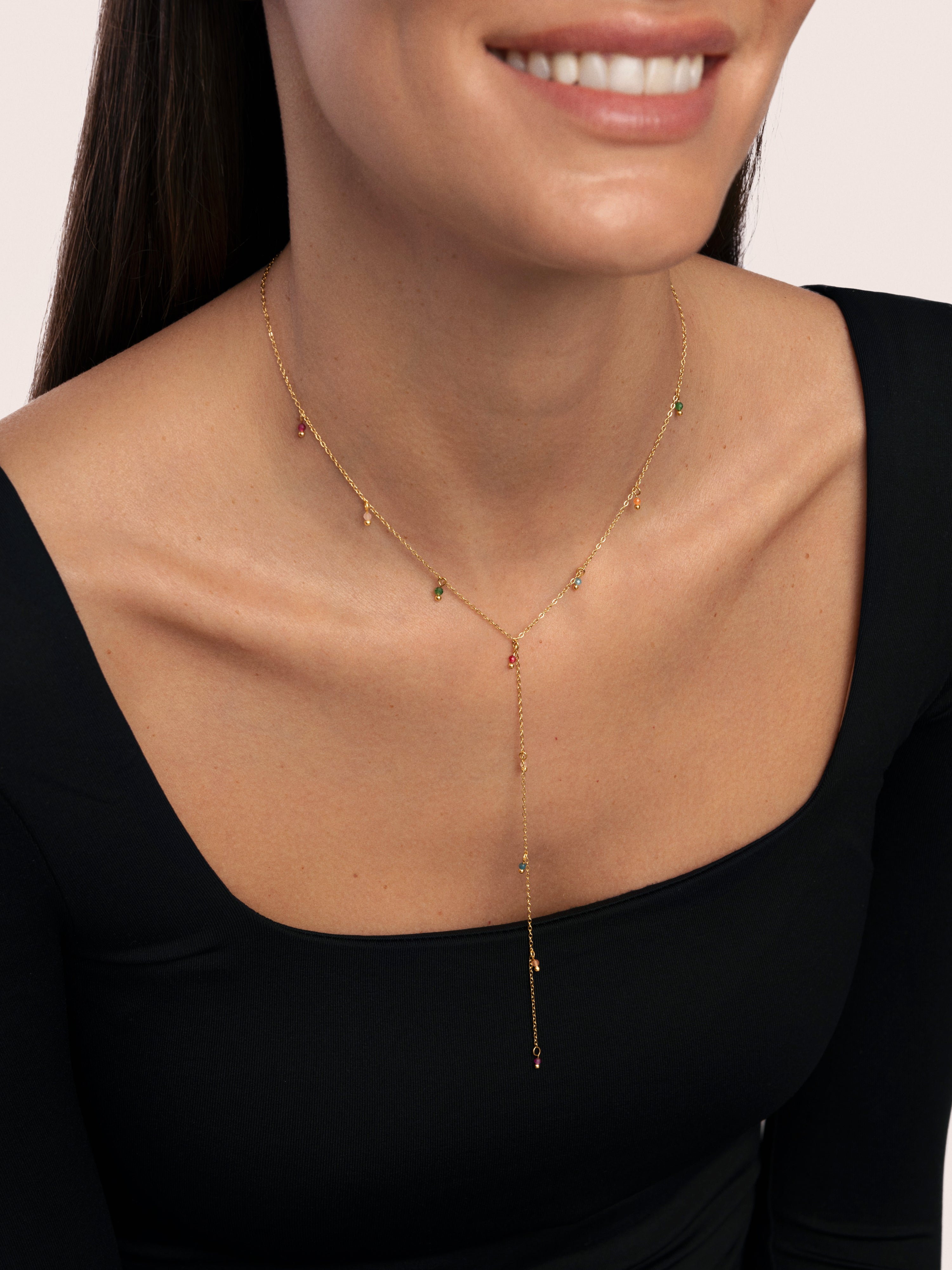 Collar y mini stone colors de acero bañado en - Singularu - Oro Oro-2