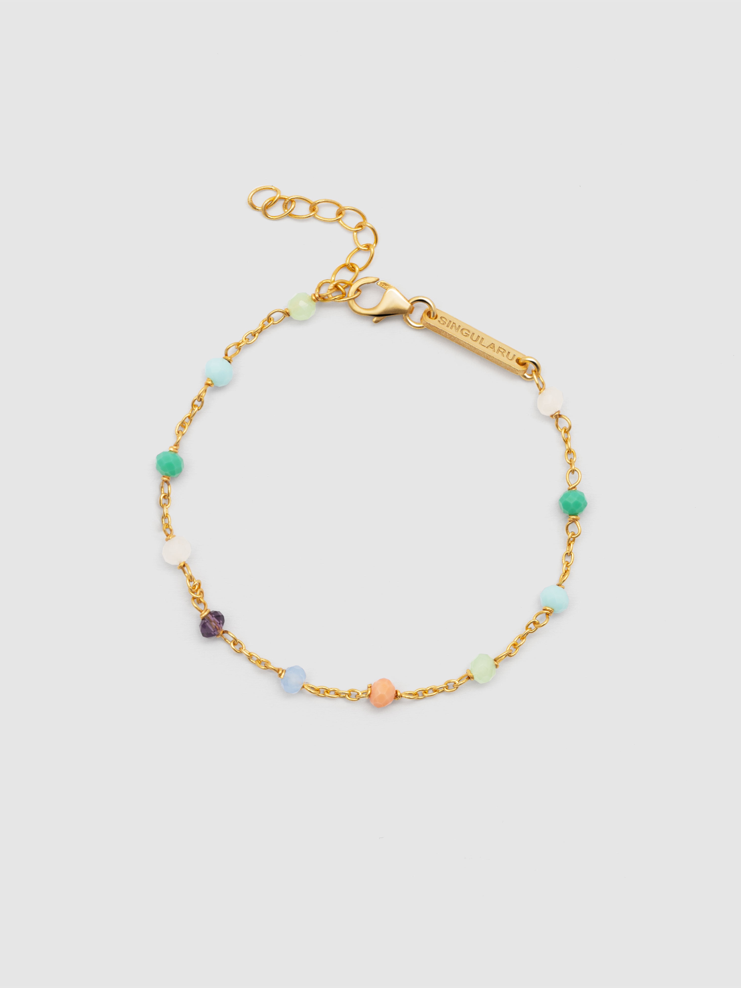 Imagen 0 de Pulsera de cadena crystals chain colors de plata bañada en oro Multicolor