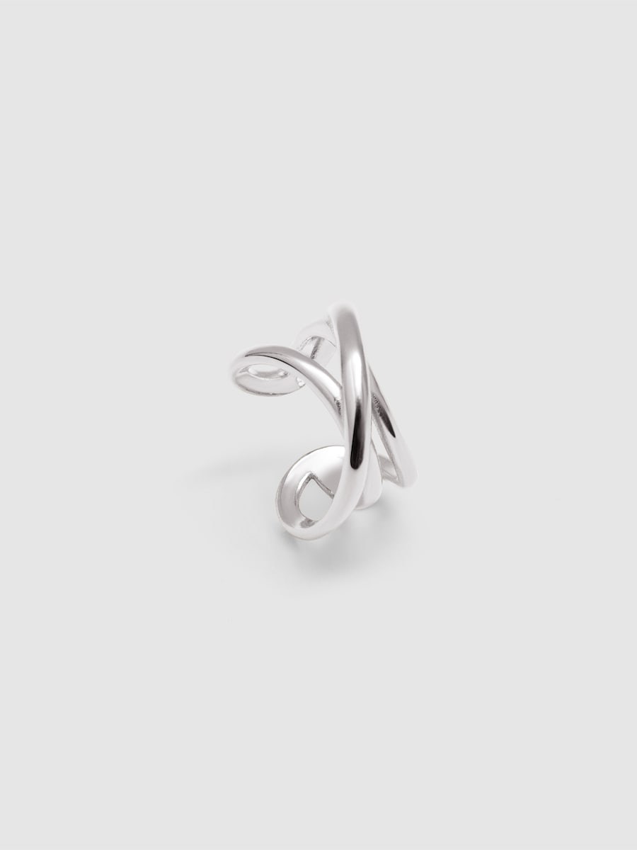 Piercing Ear Cuff Triple Cross de aleación de metales bañado en rodio Plata-3