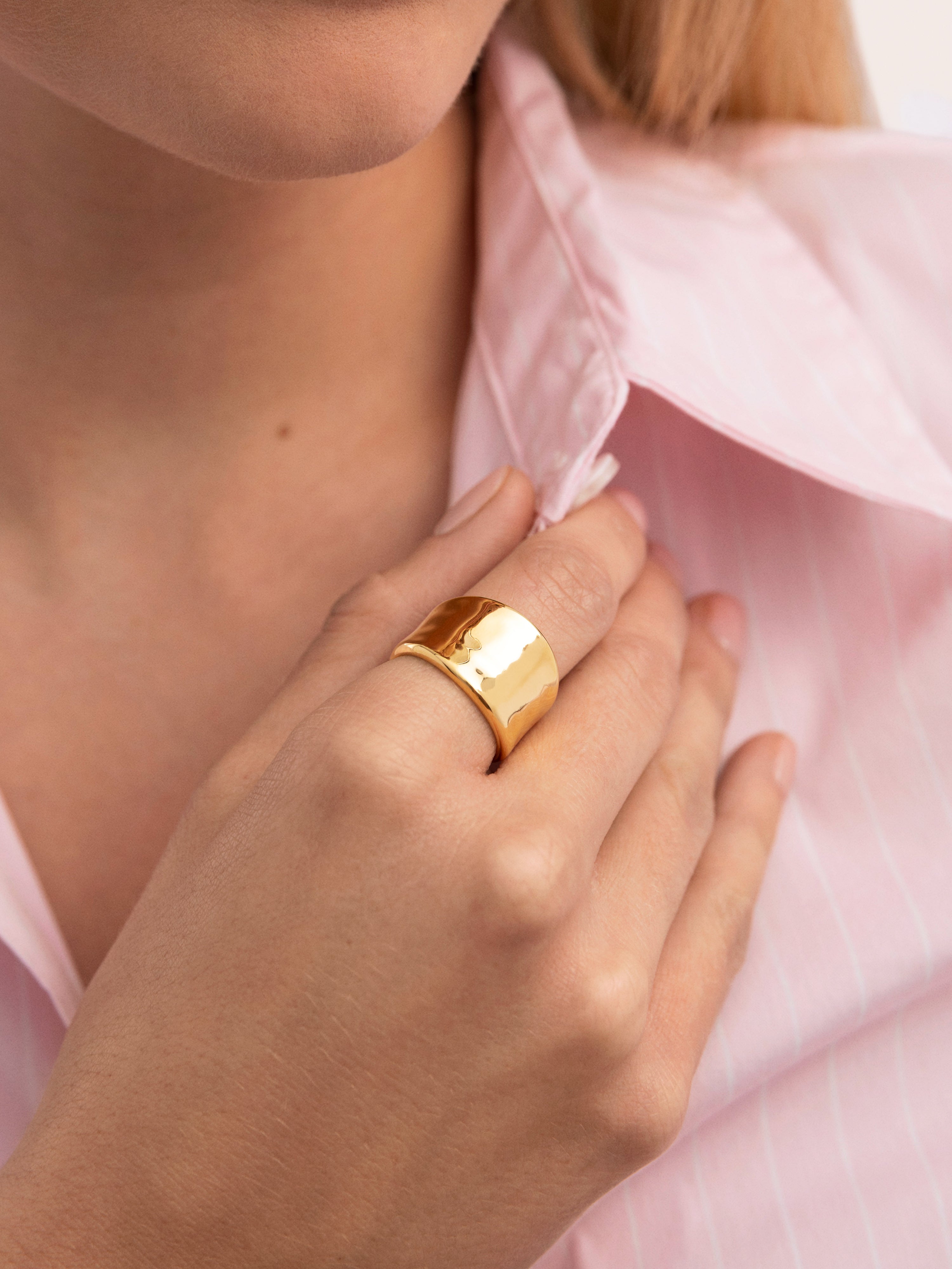 Anillo de sello my ocean de acero bañado en oro - Singularu - Dorado Dorado-2