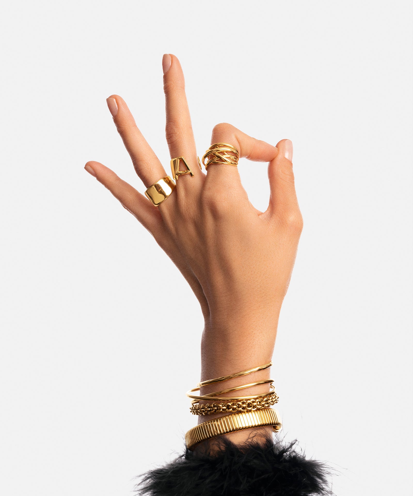 Anillo de sello my ocean de acero bañado en oro - Singularu - Dorado Dorado-4