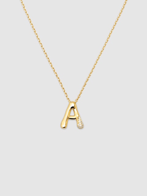 Imagen 0 de Collar Personalizado Letter Brillante de aleación de metales bañado en oro Letra A