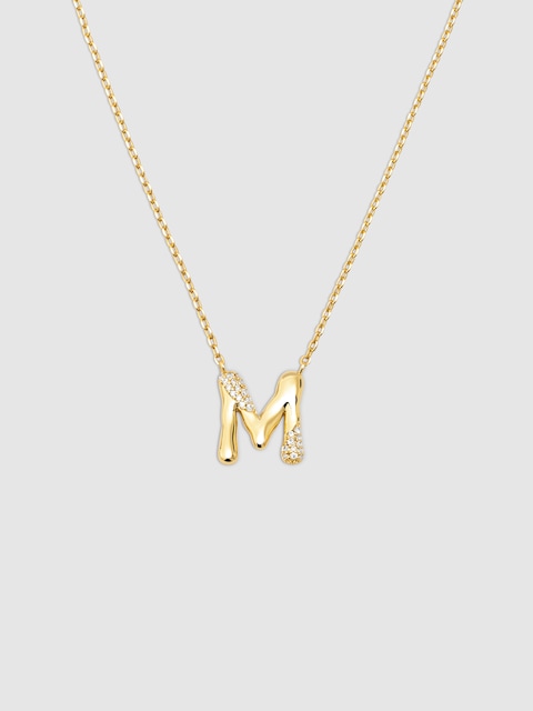 Imagen 0 de Collar Personalizado Letter Brillante de aleación de metales bañado en oro Letra M