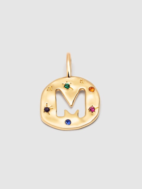 Imagen 0 de Charm Personalizado Organic Colors Letter de aleación de metales bañado en oro Letra M
