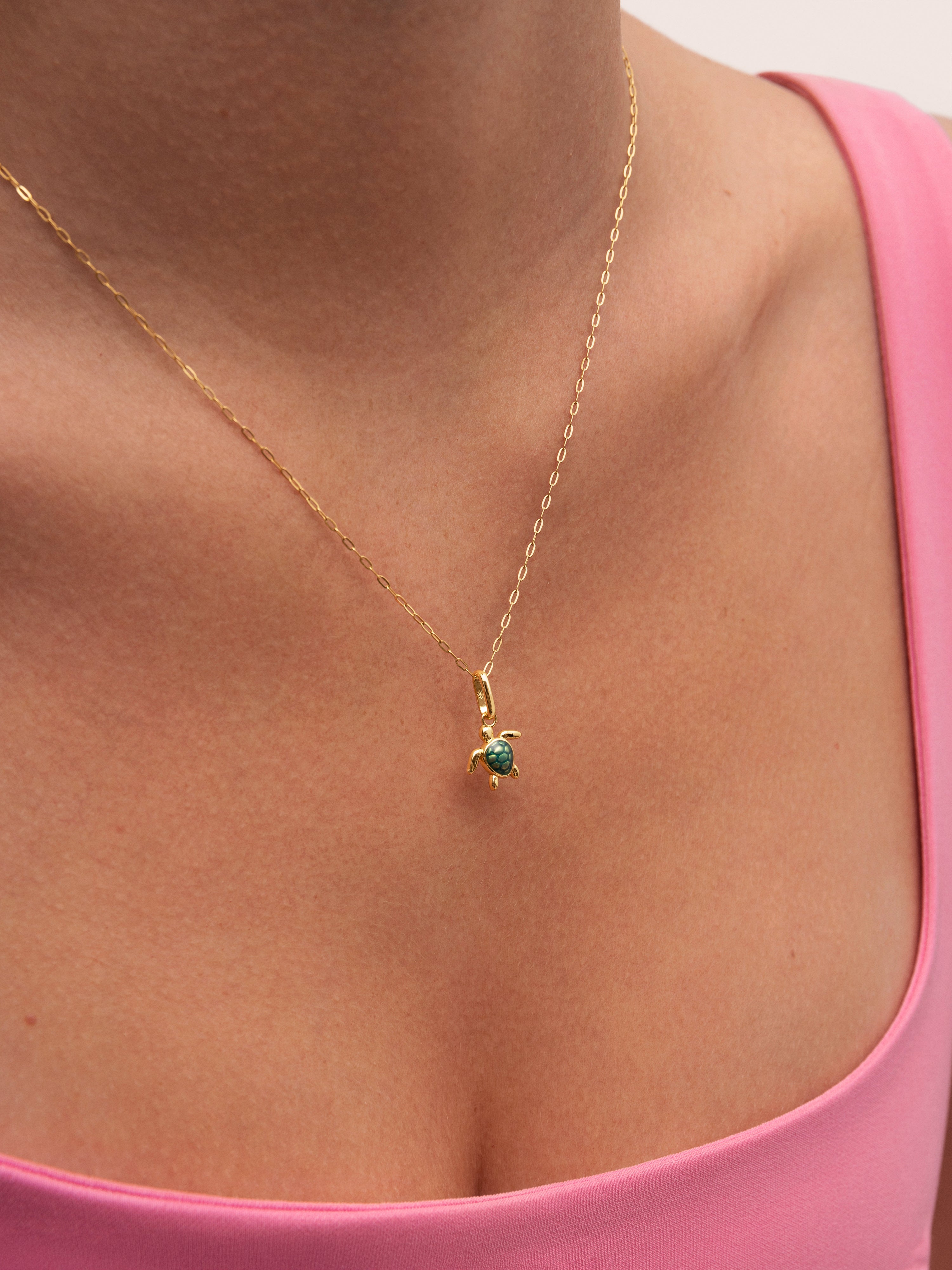 Charm tortuga de aleación de metales bañado en oro - Singularu - Verde Verde-3