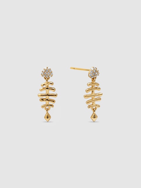Imagen 0 de Pendientes Fishbone Spark de aleación de metales bañado en oro