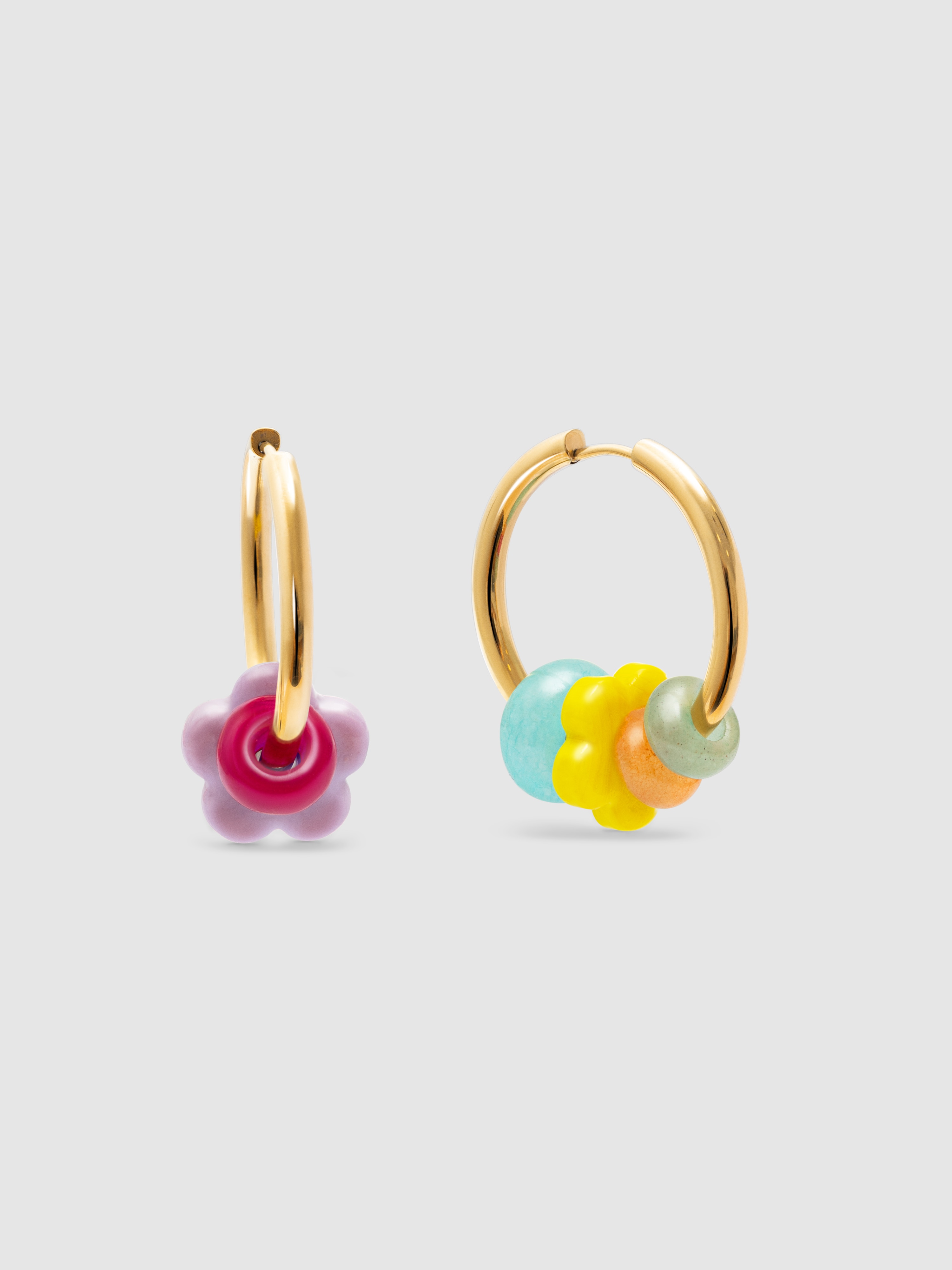 Pendientes Aro Carmen True Flower Colors de acero bañado en oro