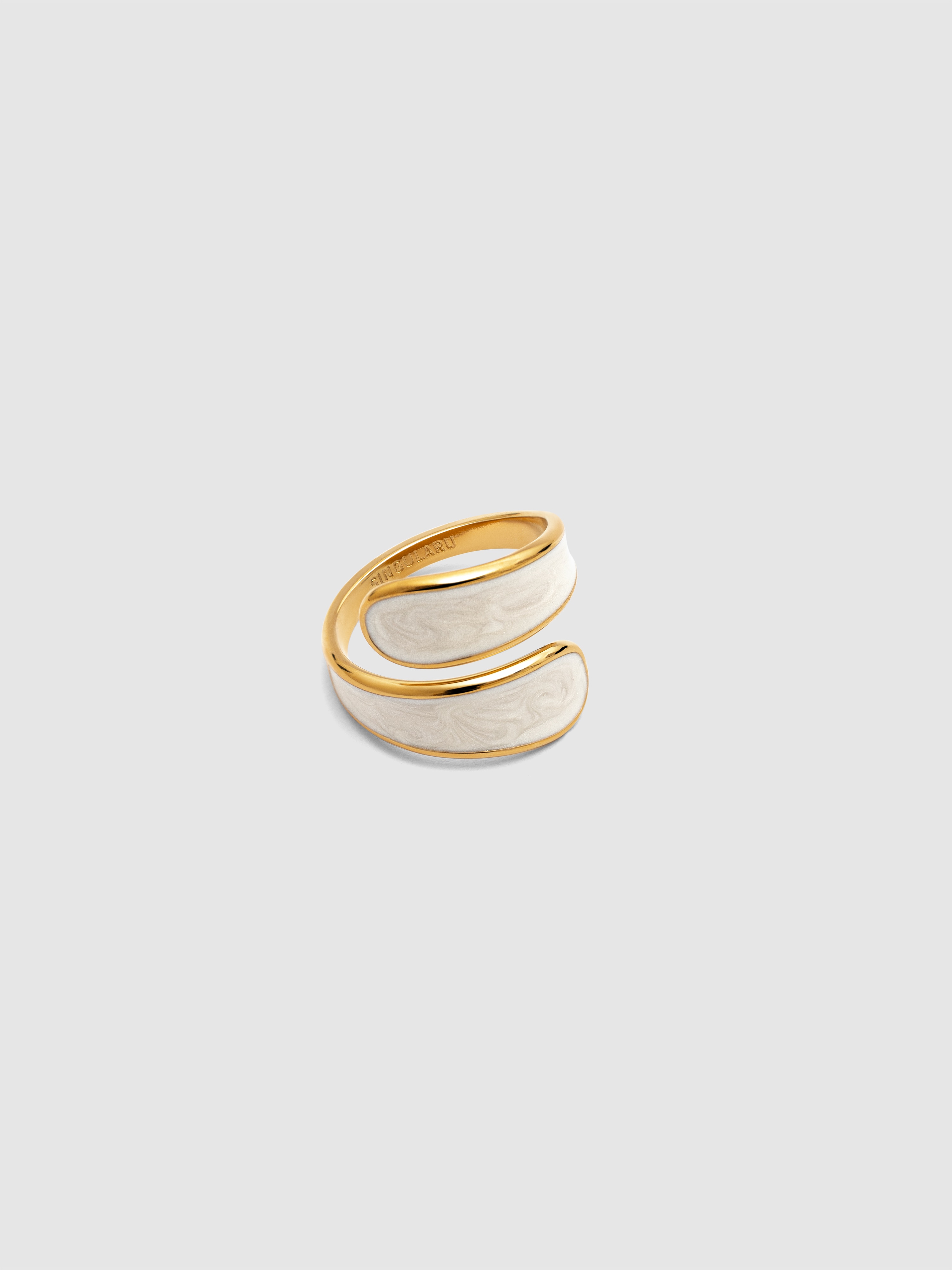 Anillo abbraccio white de acero bañado en oro - Singularu - Blanco Blanco-1