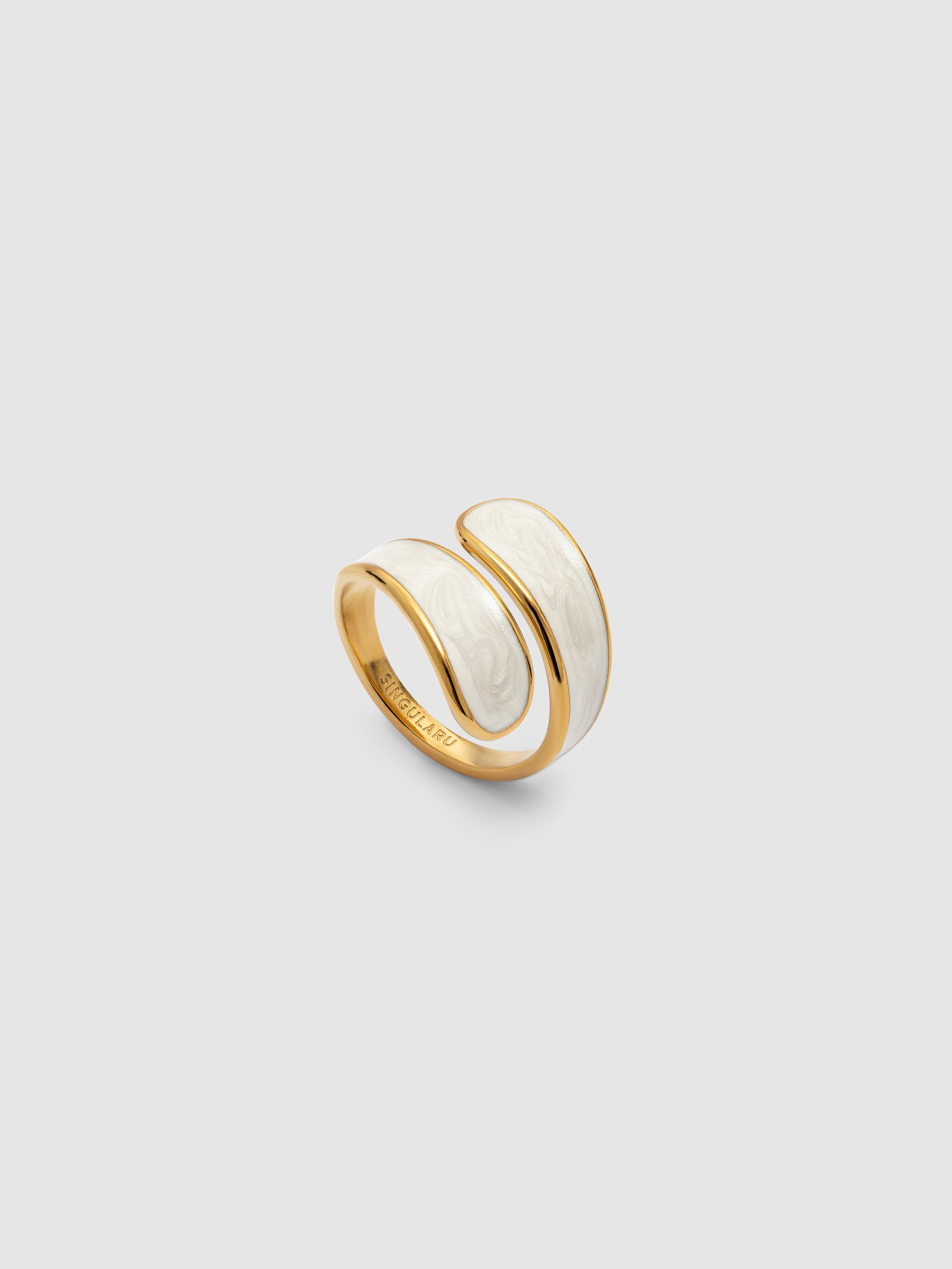 Anillo abbraccio white de acero bañado en oro - Singularu - Blanco Blanco-3