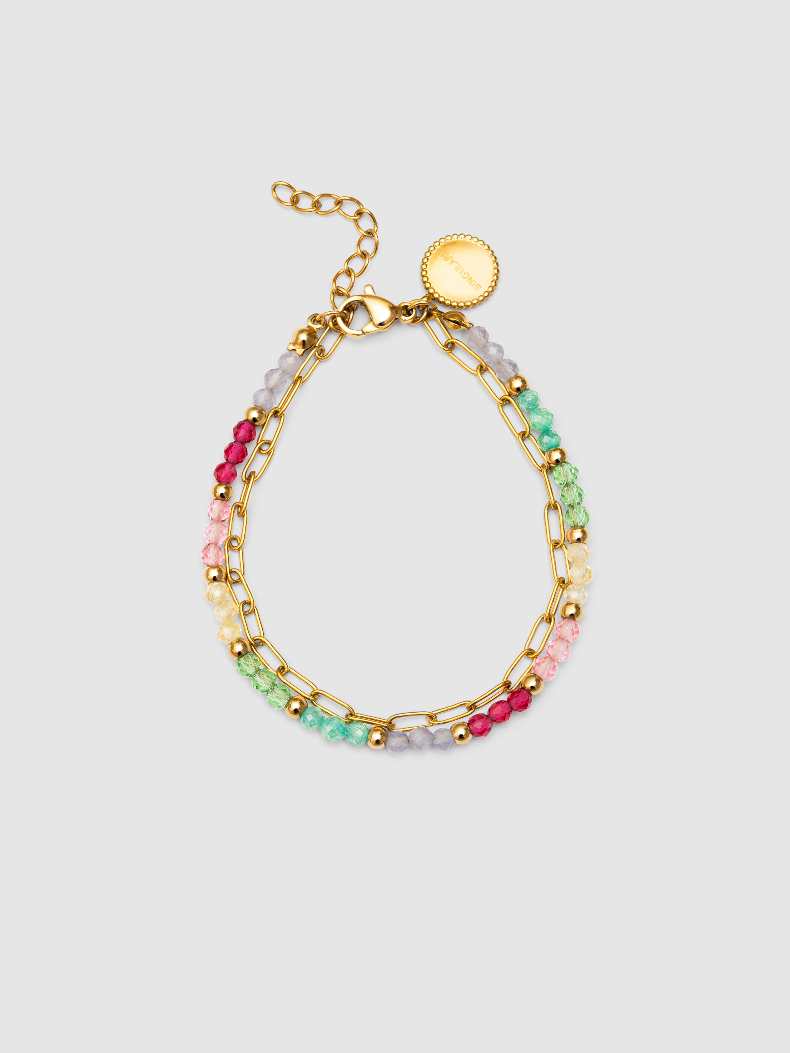 Pulsera doble dye dots pastel de acero bañado en oro · Singularu · El Corte Inglés