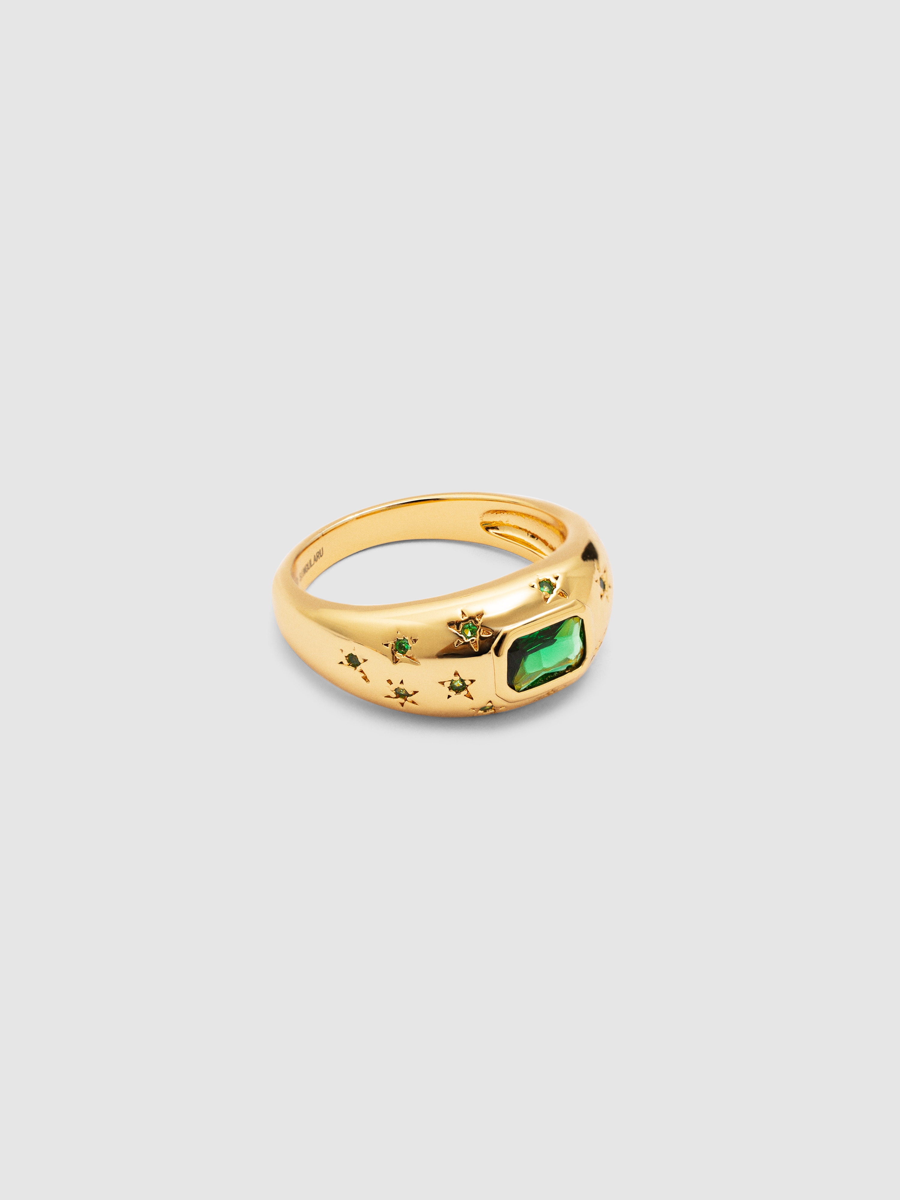 Anillo charlotte esmeralda de aleación de metales bañado en oro - Singularu - Verde Verde-1