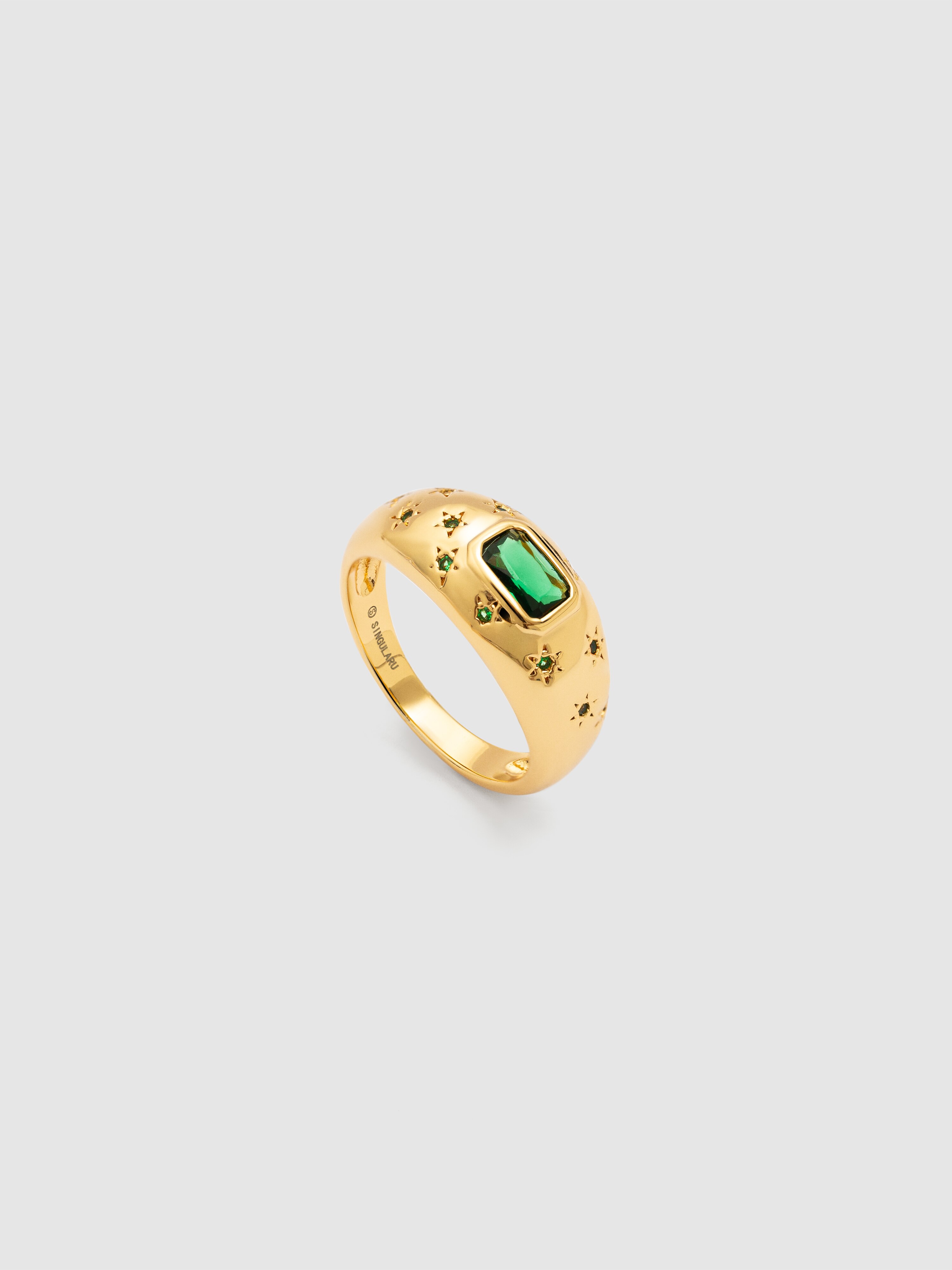 Anillo charlotte esmeralda de aleación de metales bañado en oro - Singularu - Verde Verde-3